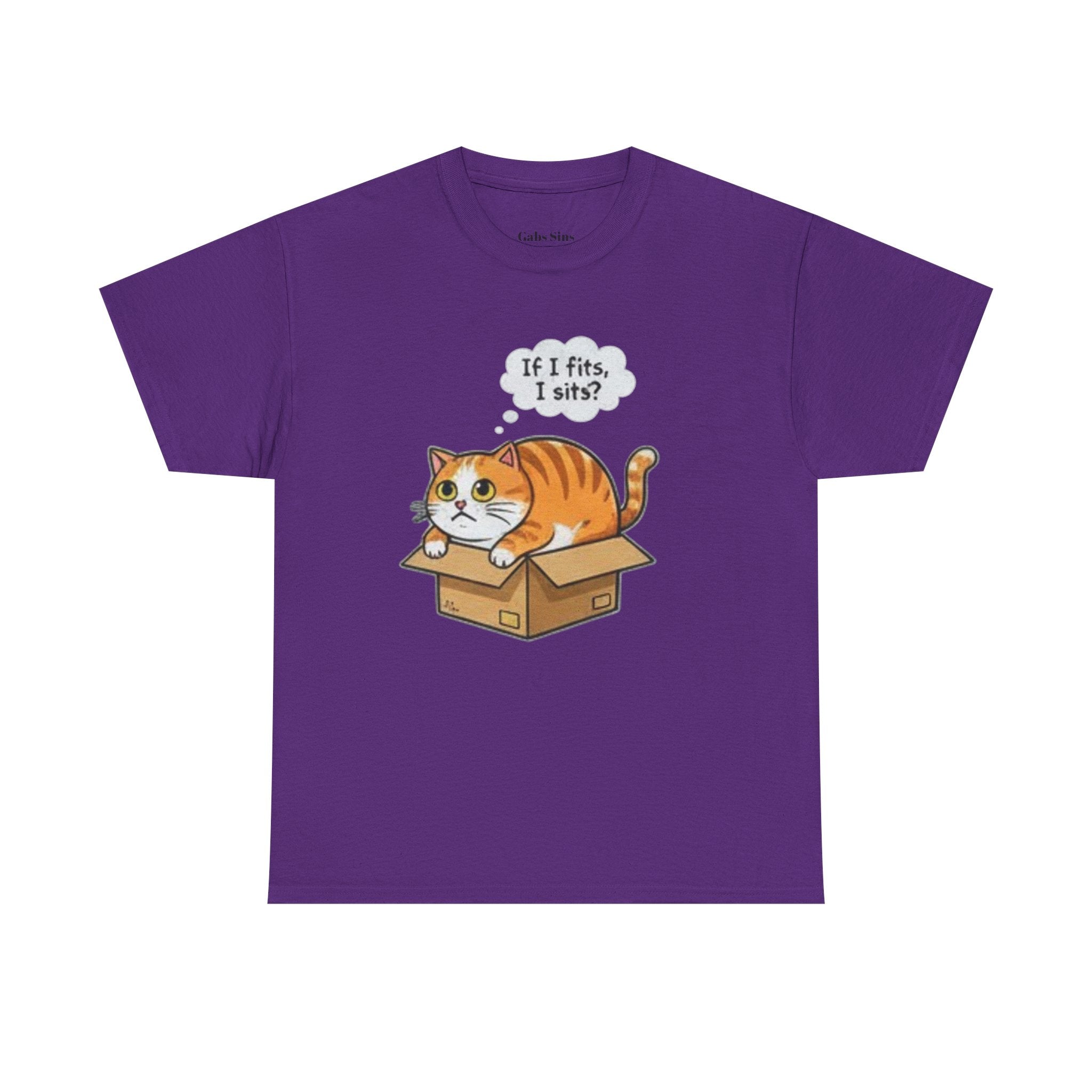 Cat T-Shirt – "If I fits, I sits" Cute Orange Cat in Box Tee