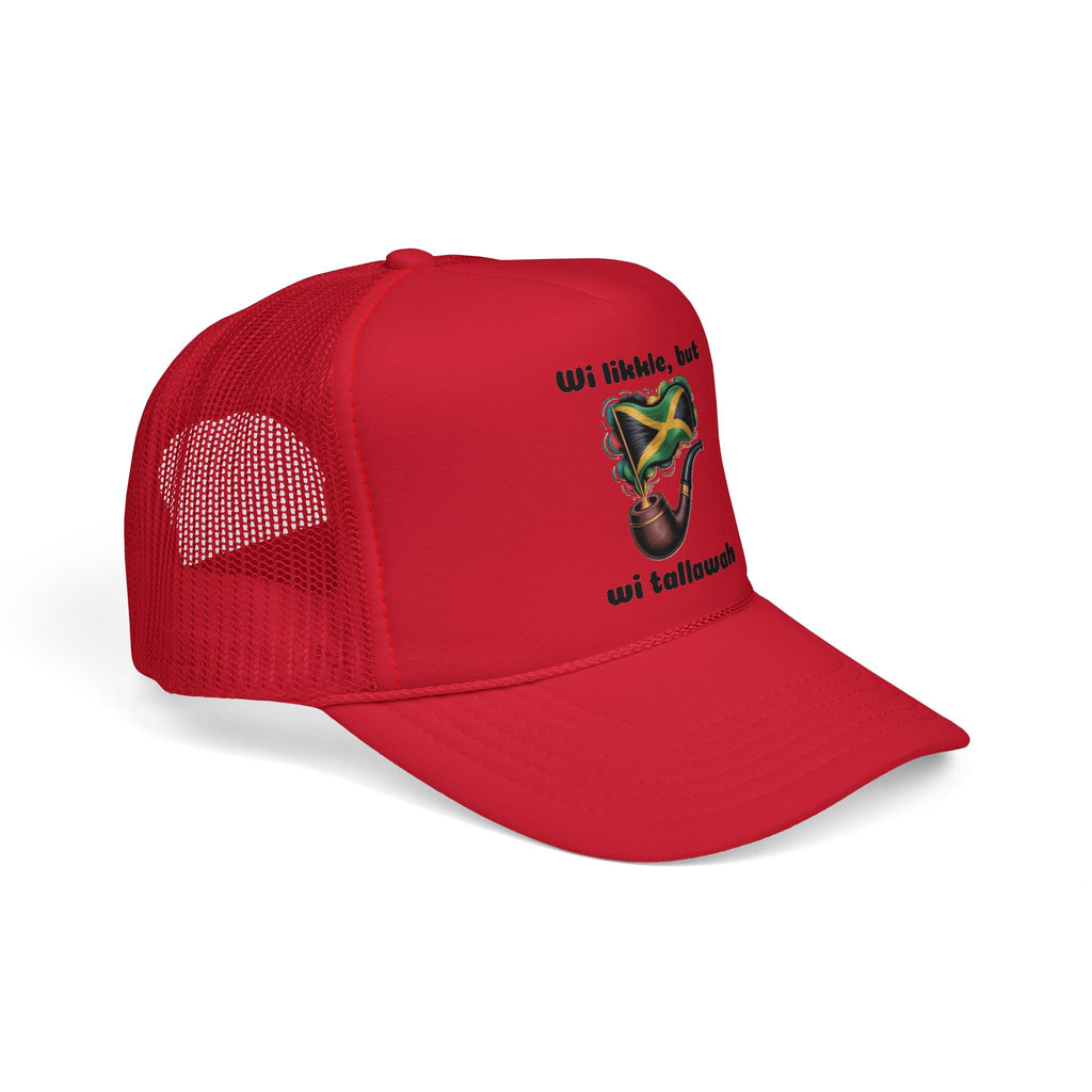 Trucker Cap — 'Wi likkle, but wi tallawah' Jamaican Flag Heart Design