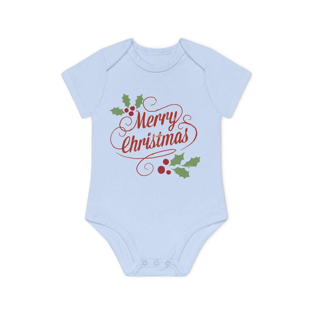 Baby Bodysuit — "Merry Christmas" Holly Infant Organic One-Piece