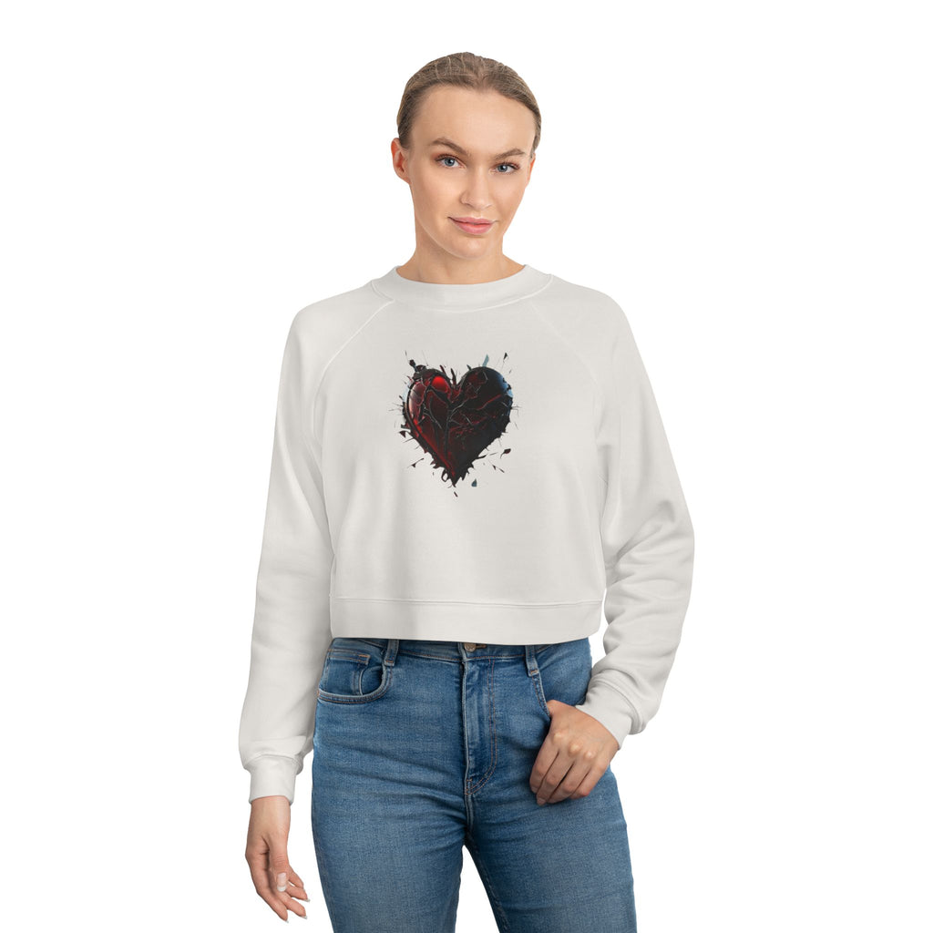Cropped Pullover — Distressed Red Heart Graphic