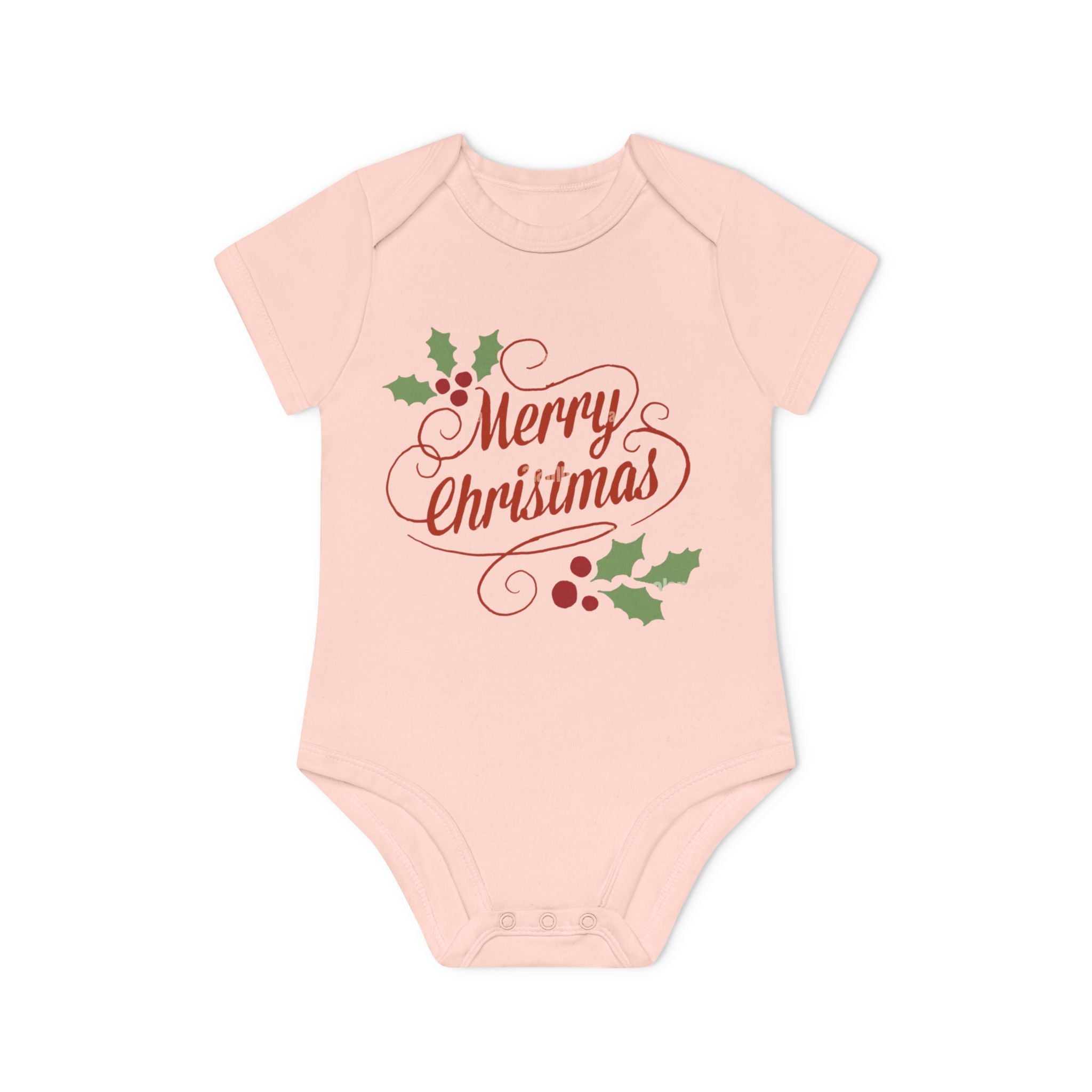 Baby Bodysuit — "Merry Christmas" Holly Infant Organic One-Piece