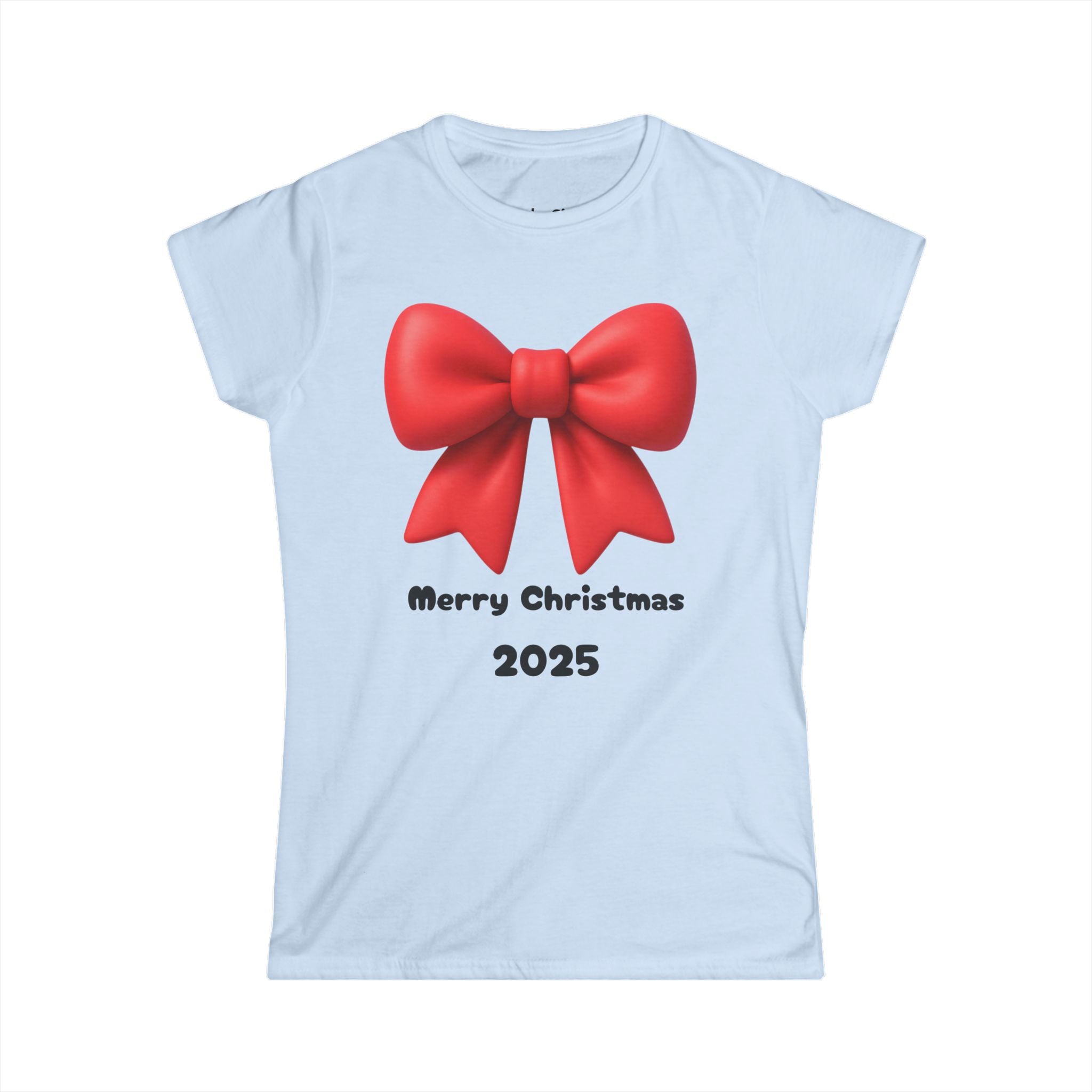 Christmas 2025 Red Bow Tee — "Merry Christmas 2025" Women's Shirt