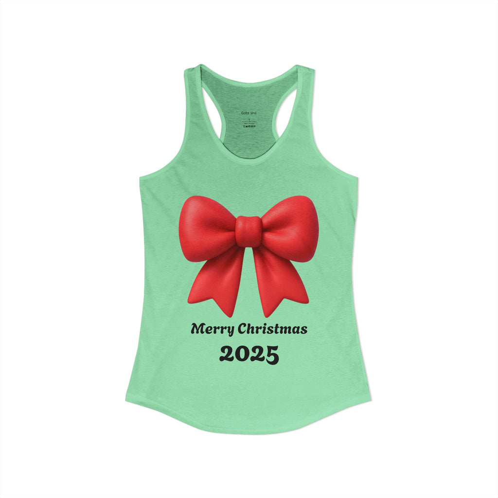 Women's Racerback Tank — Red Ribbon Christmas Design