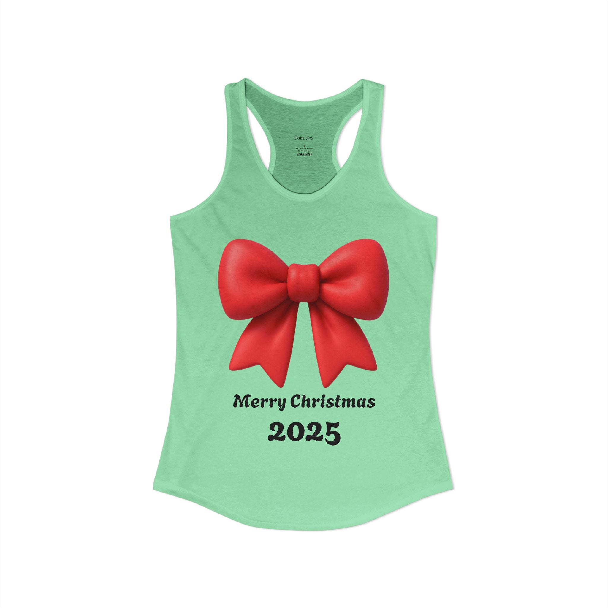 Women's Racerback Tank — Red Ribbon Christmas Design
