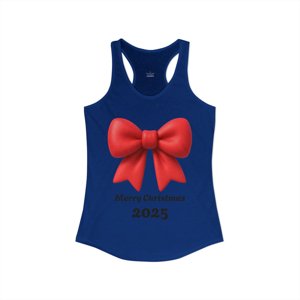 Women's Racerback Tank — Red Ribbon Christmas Design