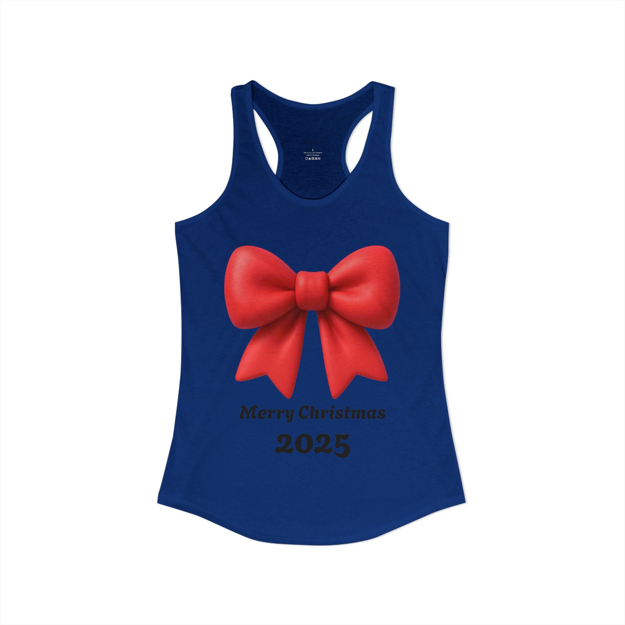 Women's Racerback Tank — Red Ribbon Christmas Design