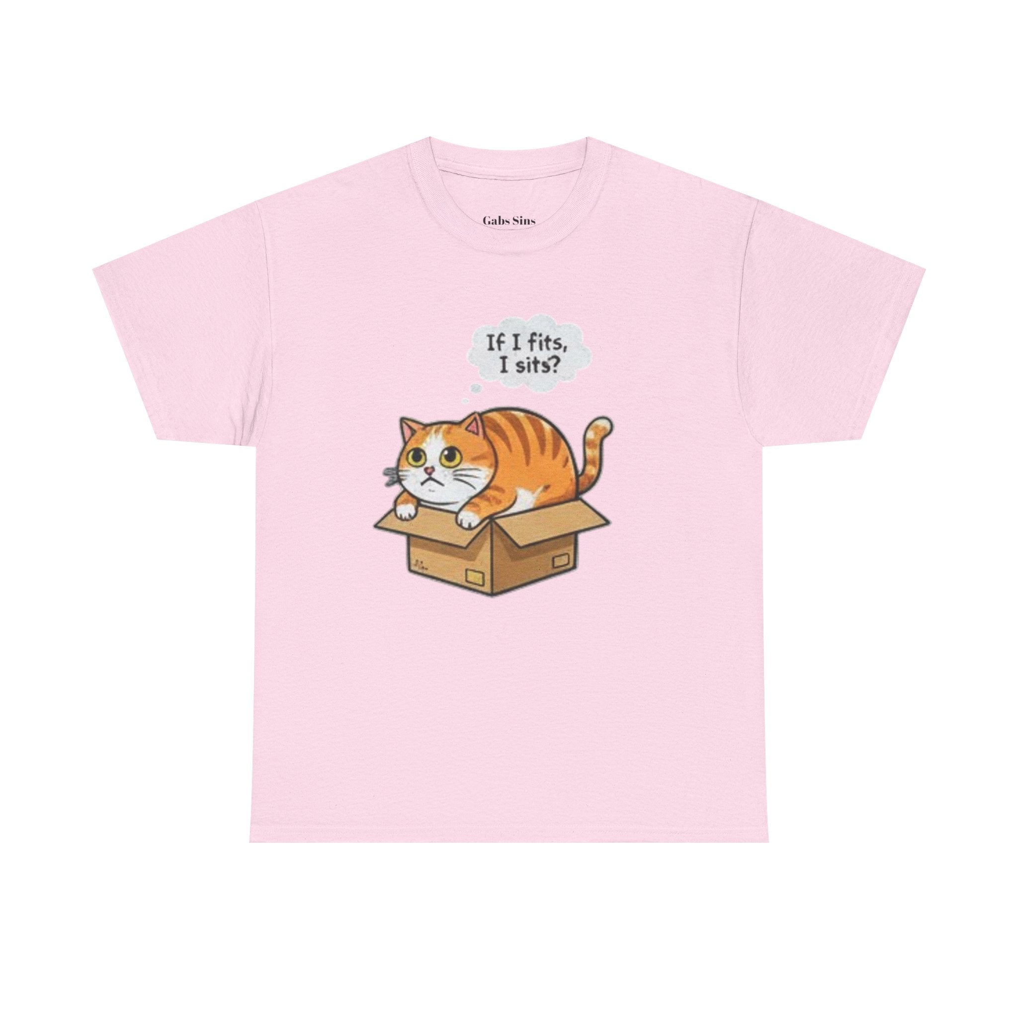 Cat T-Shirt – "If I fits, I sits" Cute Orange Cat in Box Tee