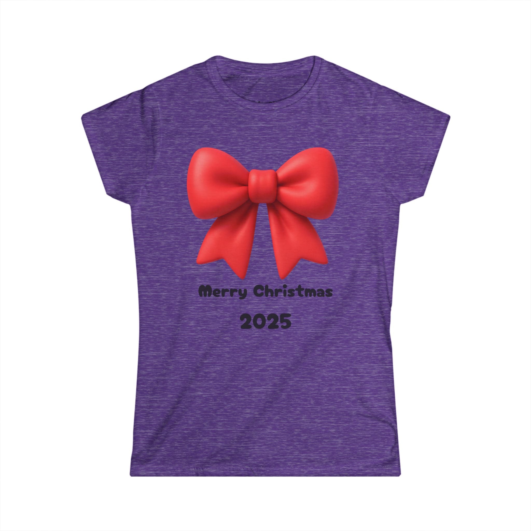 Christmas 2025 Red Bow Tee — "Merry Christmas 2025" Women's Shirt