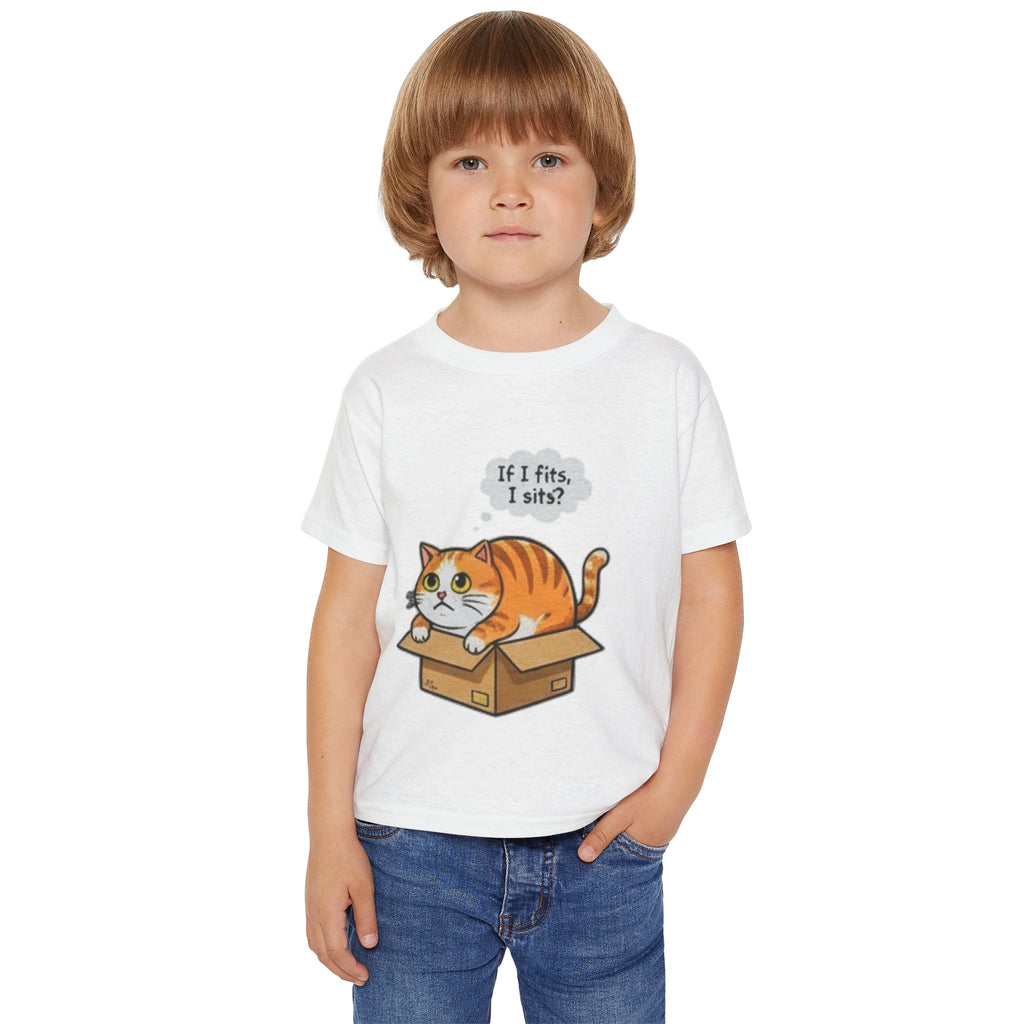 Toddler T-Shirt — Cute Cat in Box "If I fits, I sits?"
