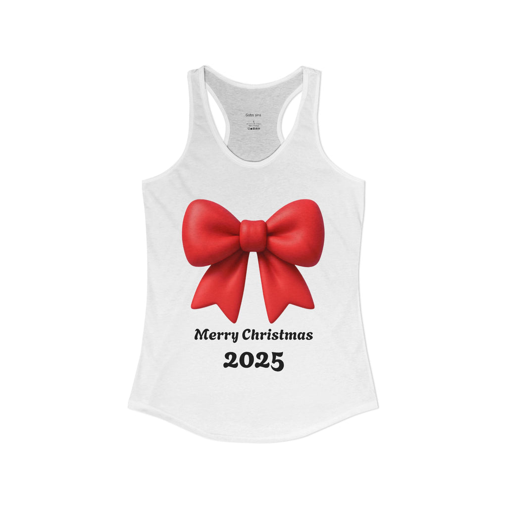 Women's Racerback Tank — Red Ribbon Christmas Design
