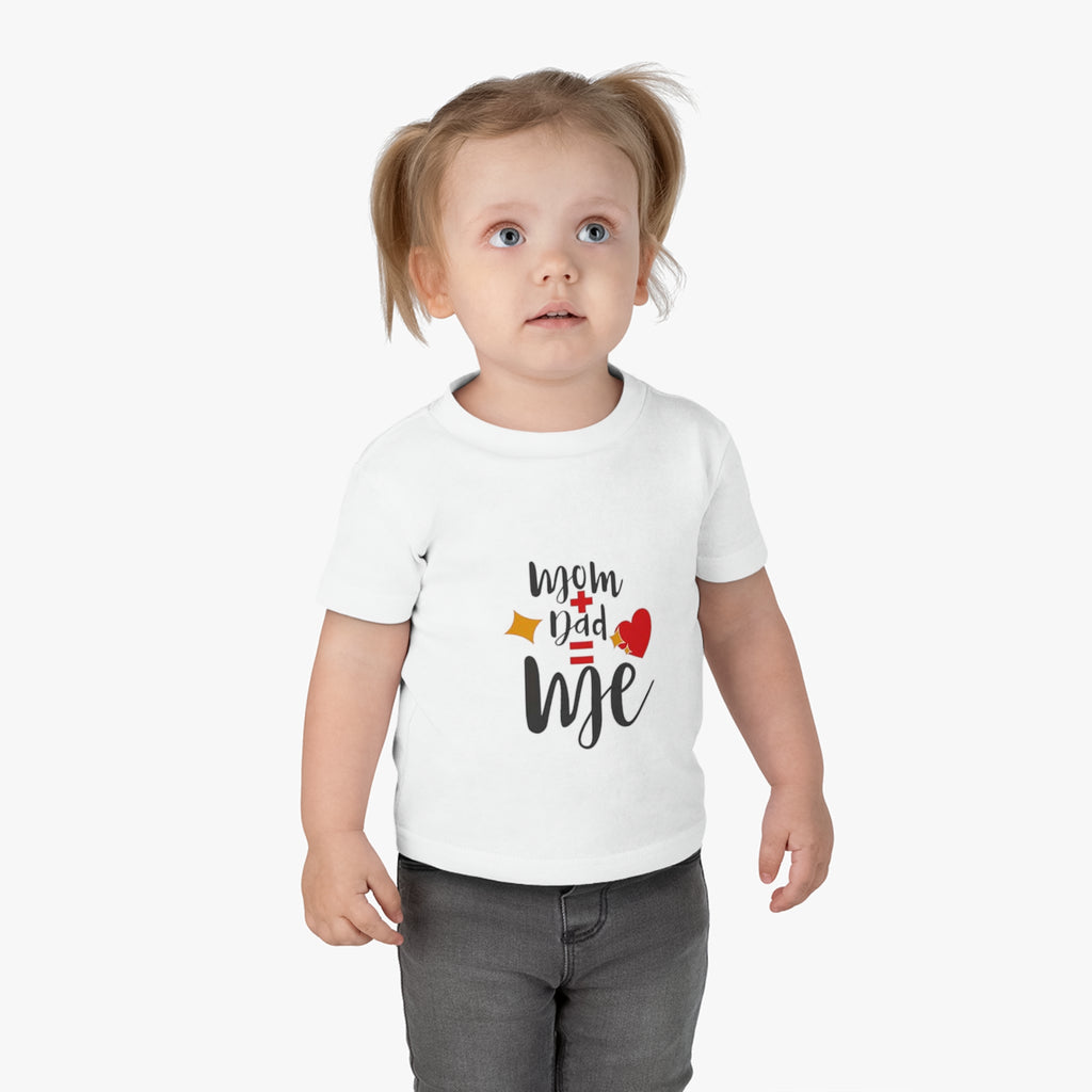 Infant Tee — “Mom + Dad = Me” Cute Baby Graphic Shirt
