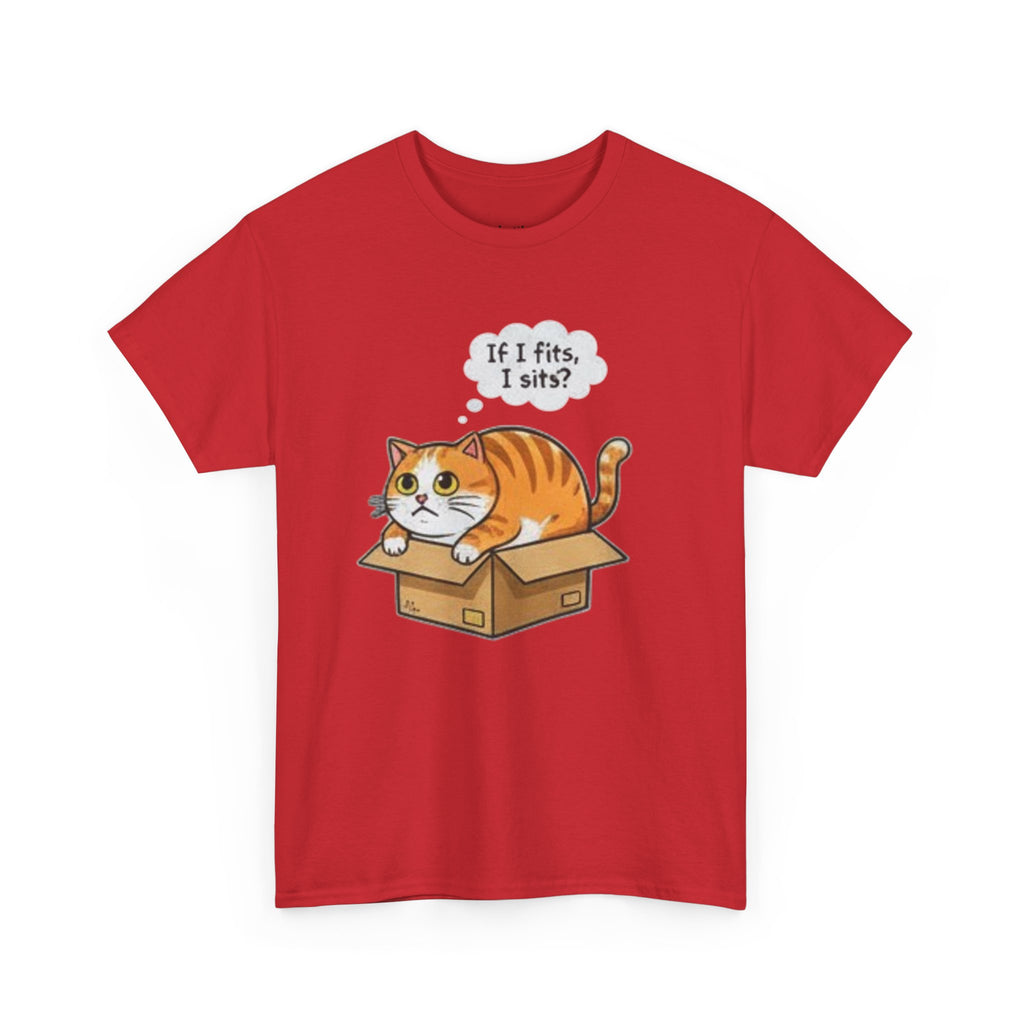 Cat T-Shirt – "If I fits, I sits" Cute Orange Cat in Box Tee