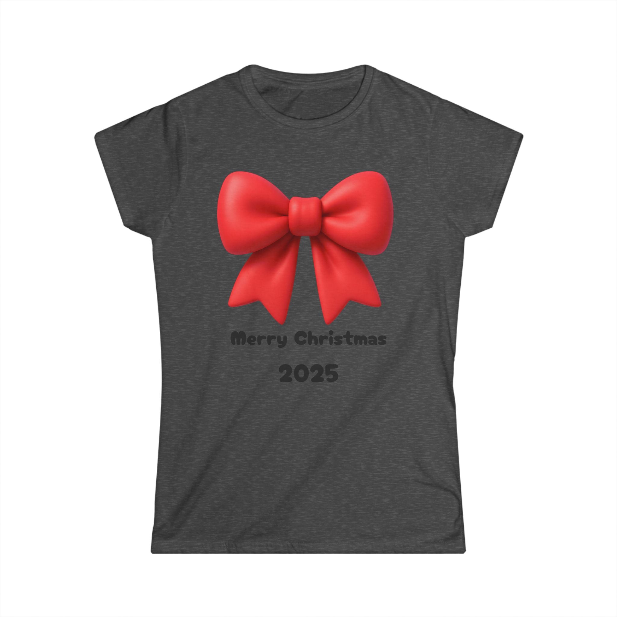 Christmas 2025 Red Bow Tee — "Merry Christmas 2025" Women's Shirt