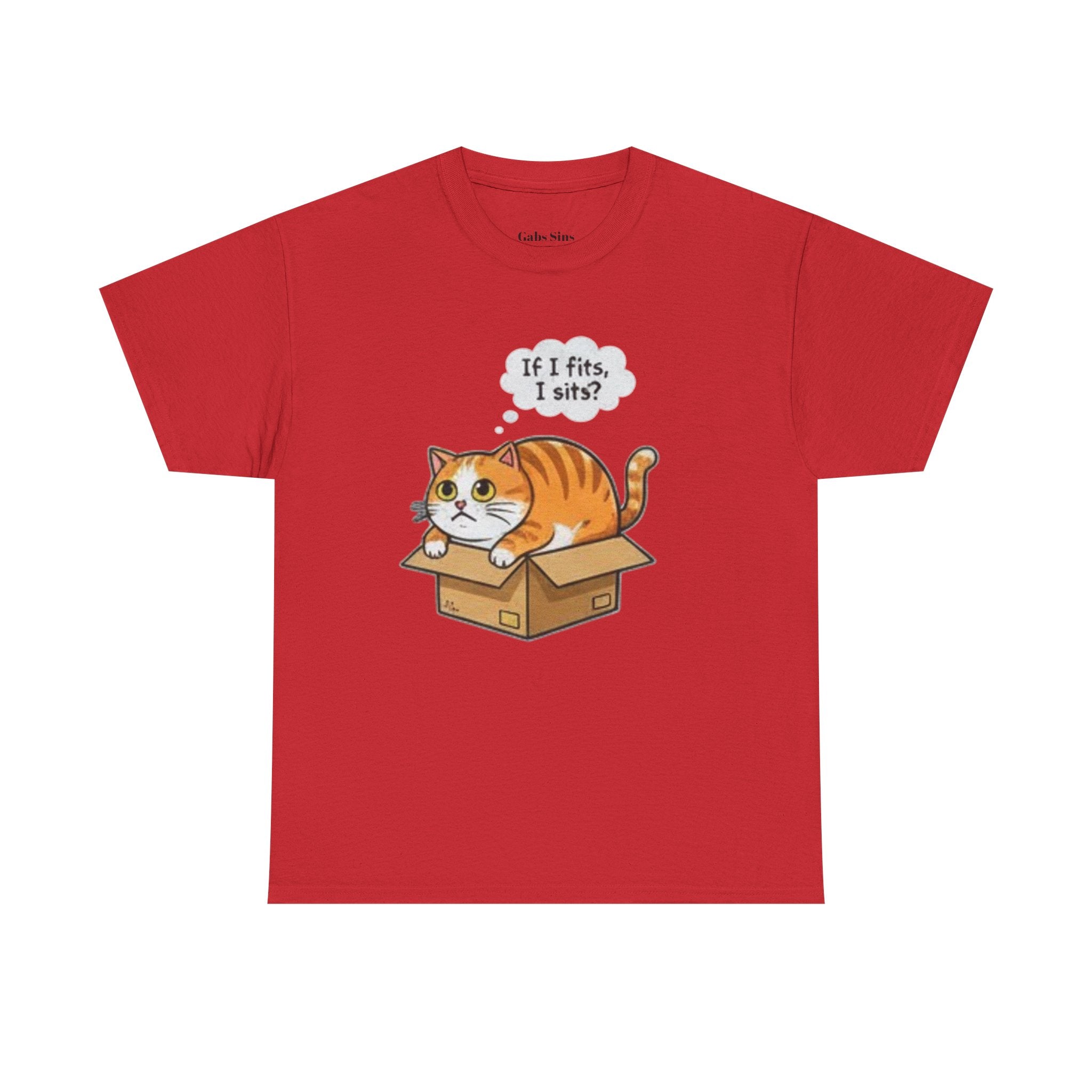 Cat T-Shirt – "If I fits, I sits" Cute Orange Cat in Box Tee