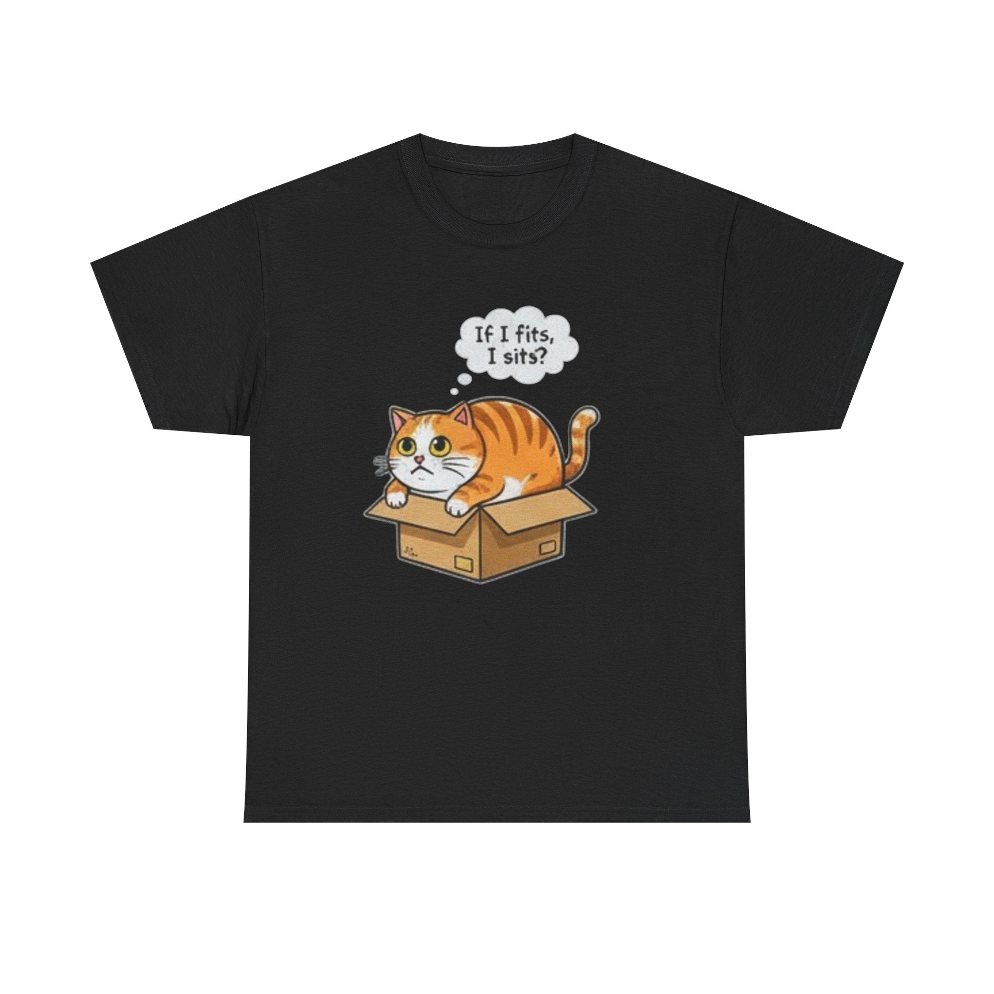 Cat T-Shirt – "If I fits, I sits" Cute Orange Cat in Box Tee