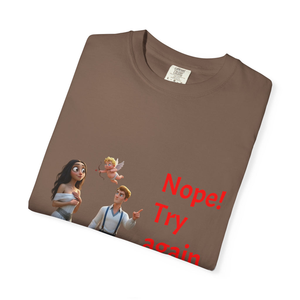 Nope! Try Again in 2026 T‑Shirt — Anti‑Valentine Cupid Humor