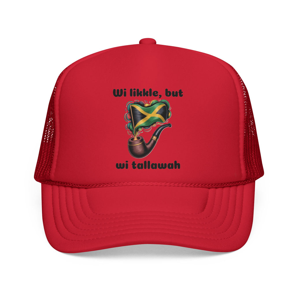 Trucker Cap — 'Wi likkle, but wi tallawah' Jamaican Flag Heart Design