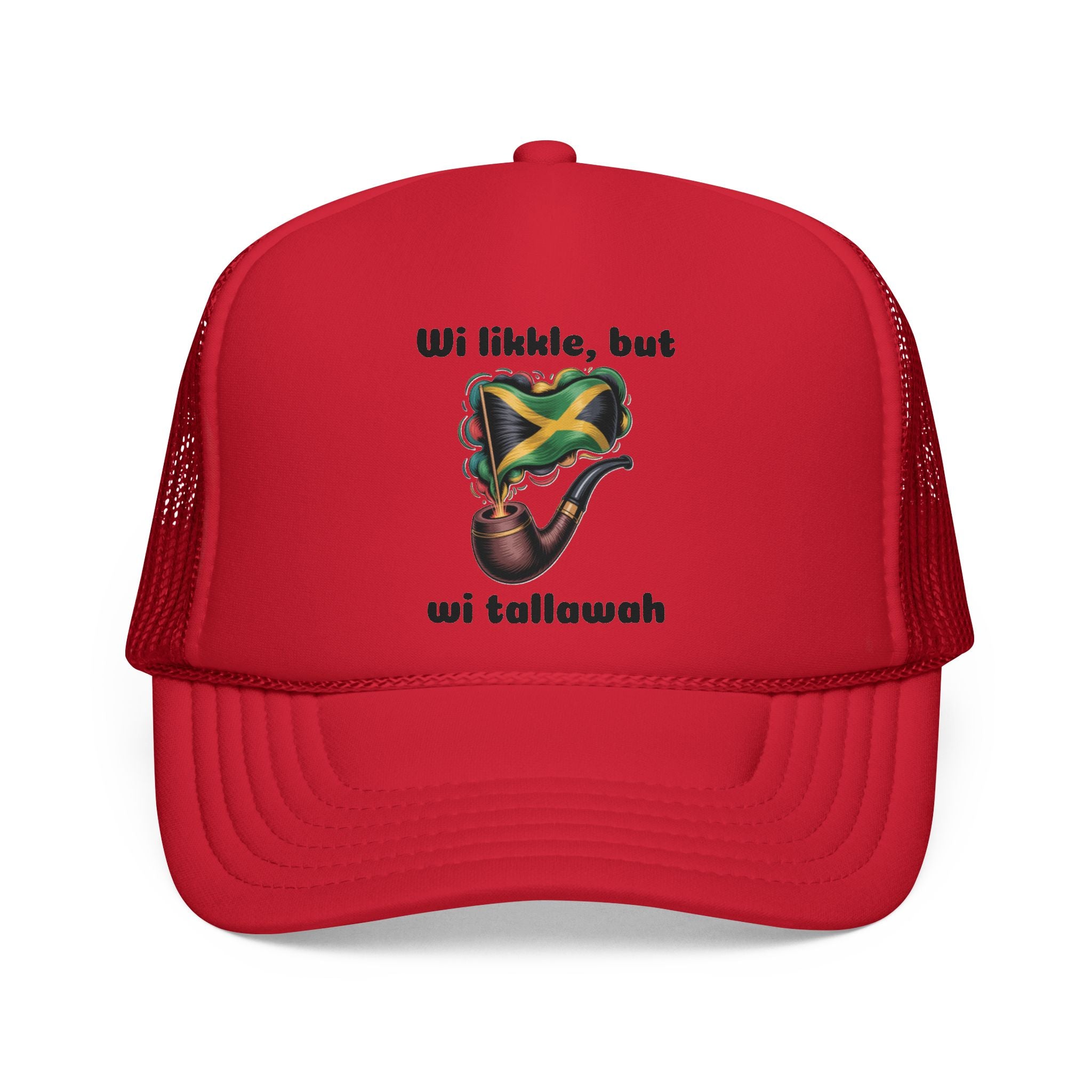 Trucker Cap — 'Wi likkle, but wi tallawah' Jamaican Flag Heart Design