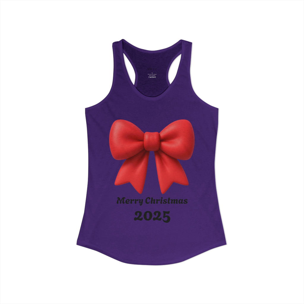 Women's Racerback Tank — Red Ribbon Christmas Design