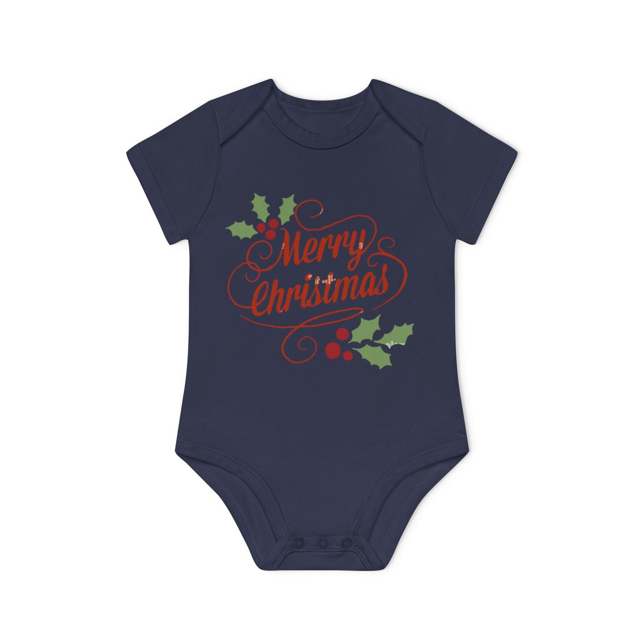 Baby Bodysuit — "Merry Christmas" Holly Infant Organic One-Piece