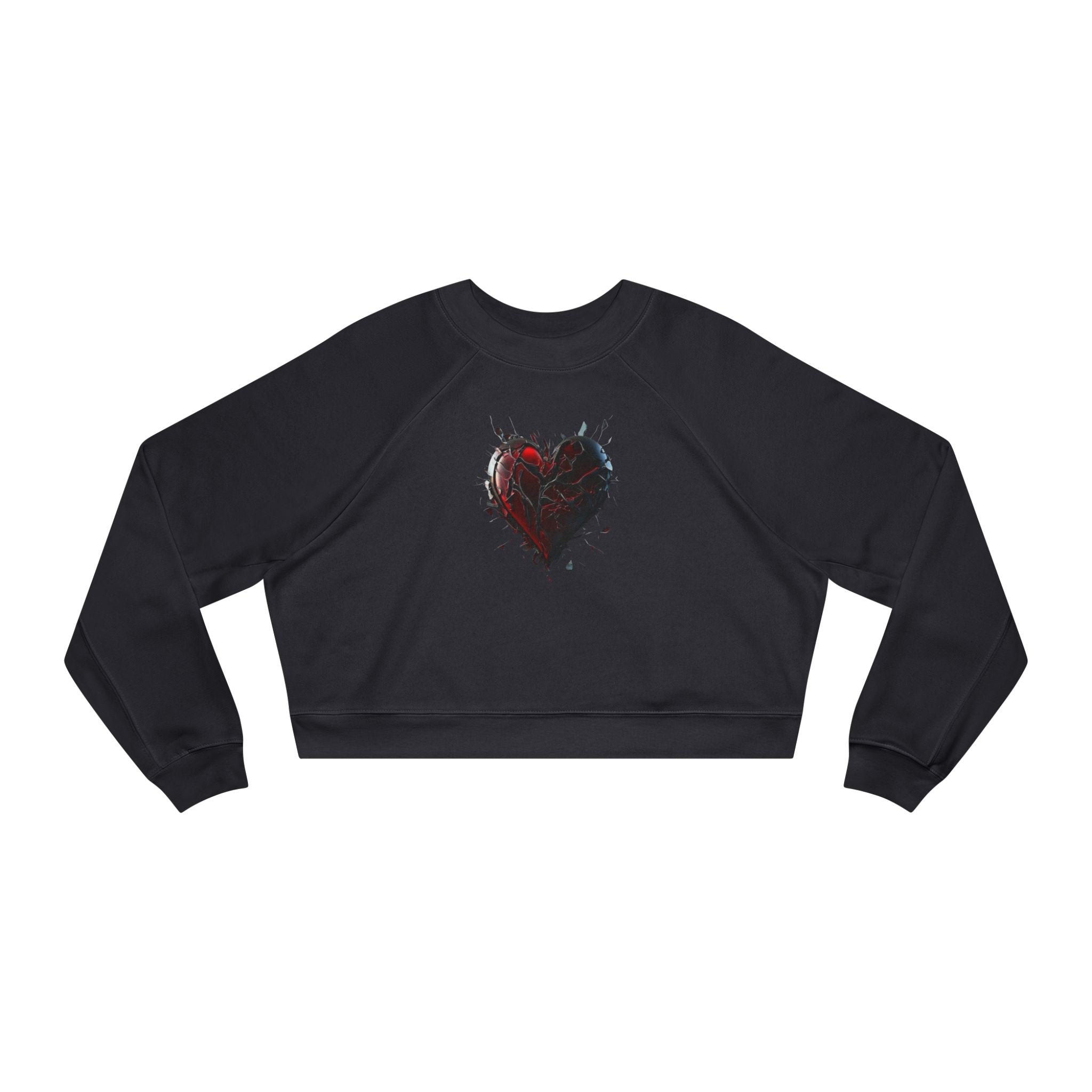 Cropped Pullover — Distressed Red Heart Graphic