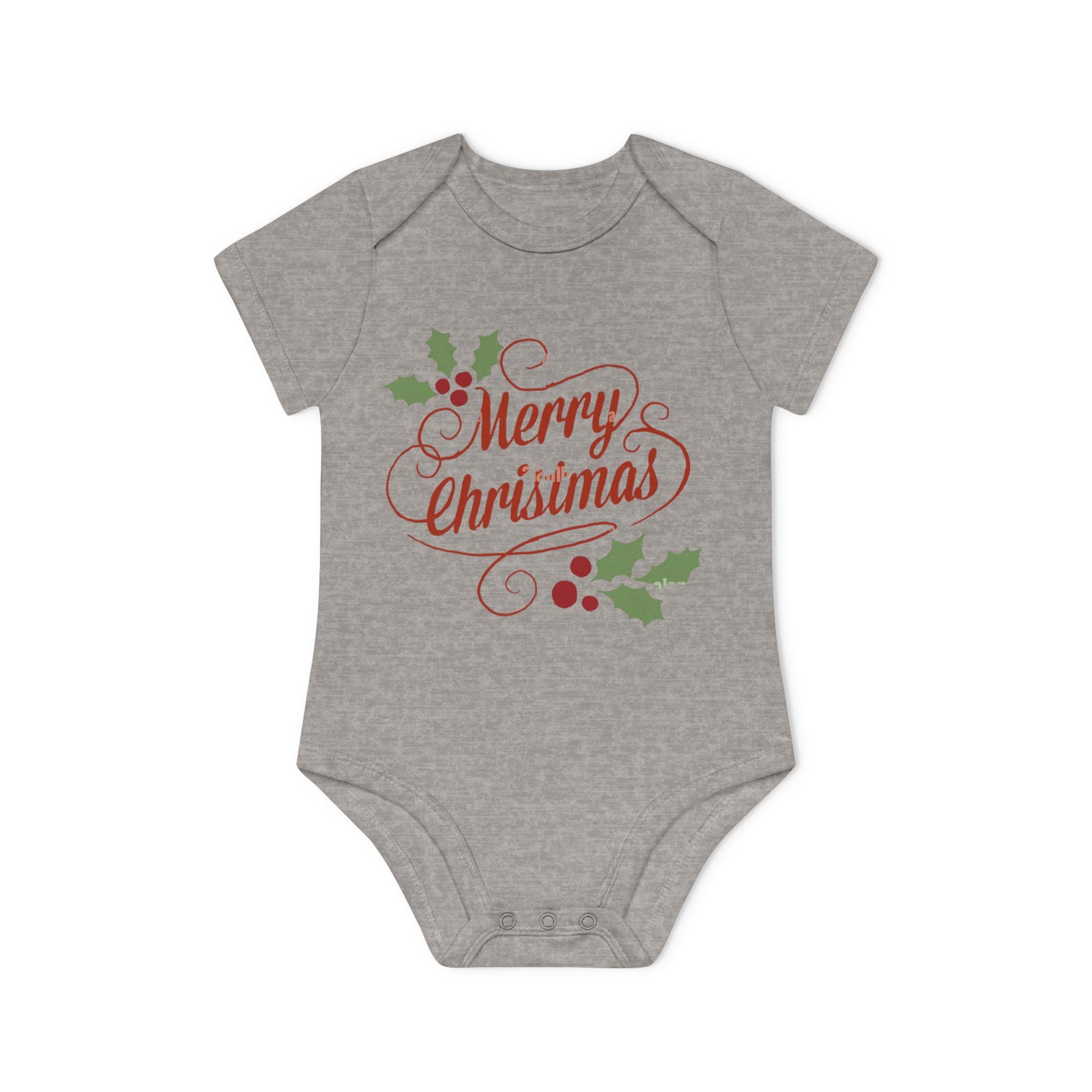 Baby Bodysuit — "Merry Christmas" Holly Infant Organic One-Piece