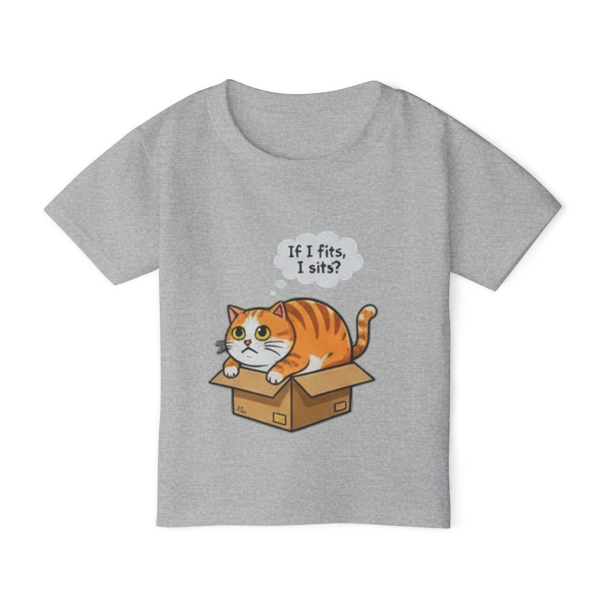 Toddler T-Shirt — Cute Cat in Box "If I fits, I sits?"