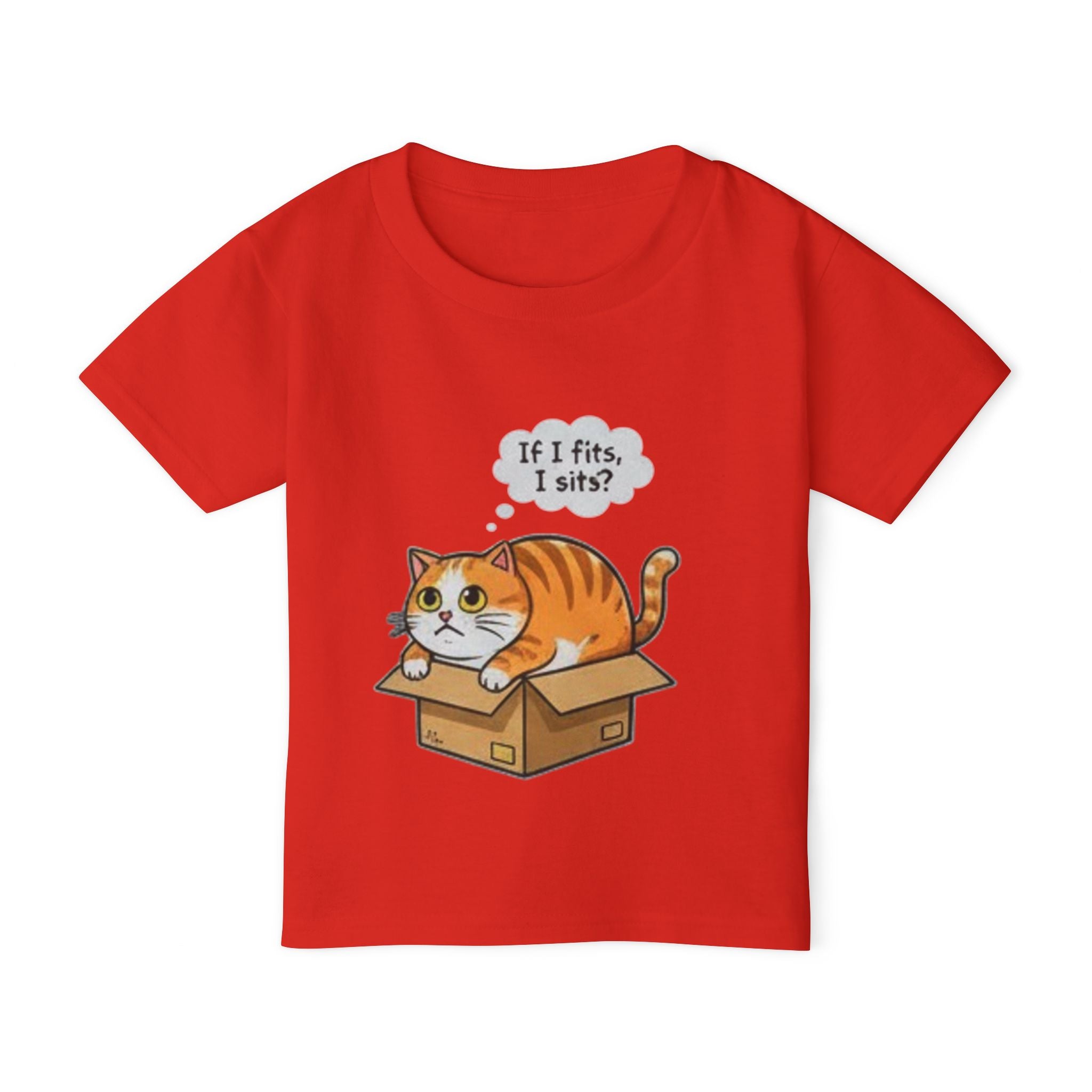 Toddler T-Shirt — Cute Cat in Box "If I fits, I sits?"