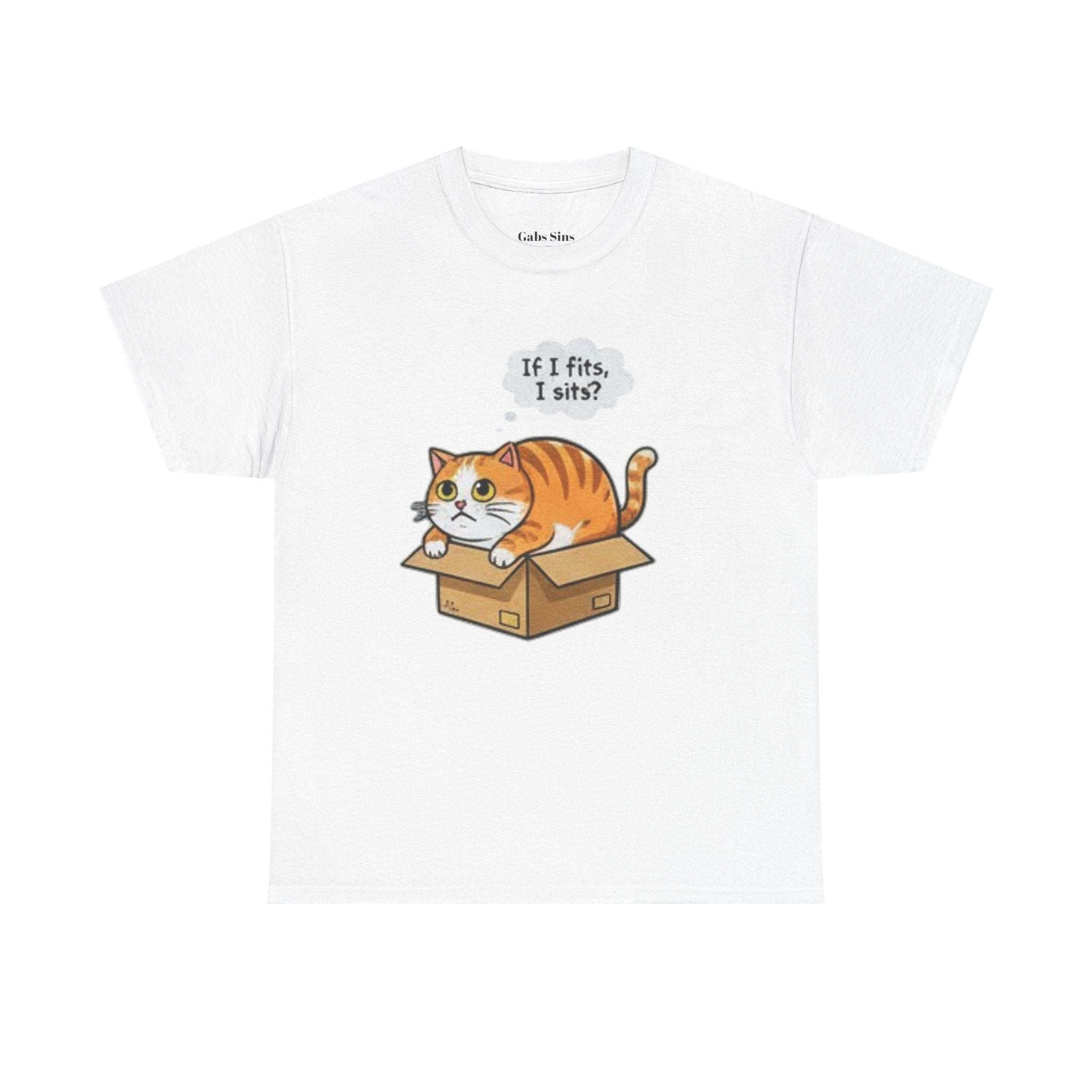 Cat T-Shirt – "If I fits, I sits" Cute Orange Cat in Box Tee