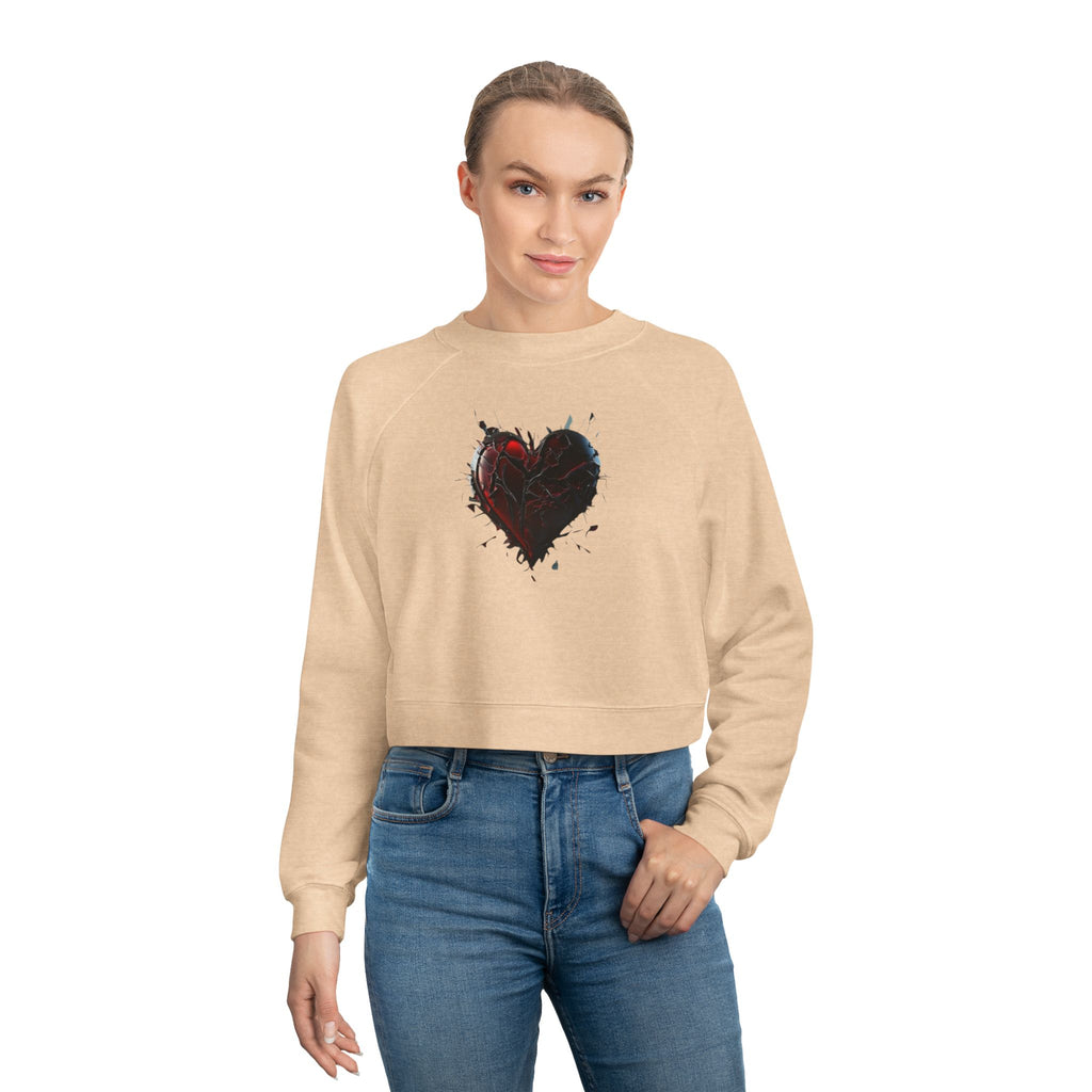Cropped Pullover — Distressed Red Heart Graphic