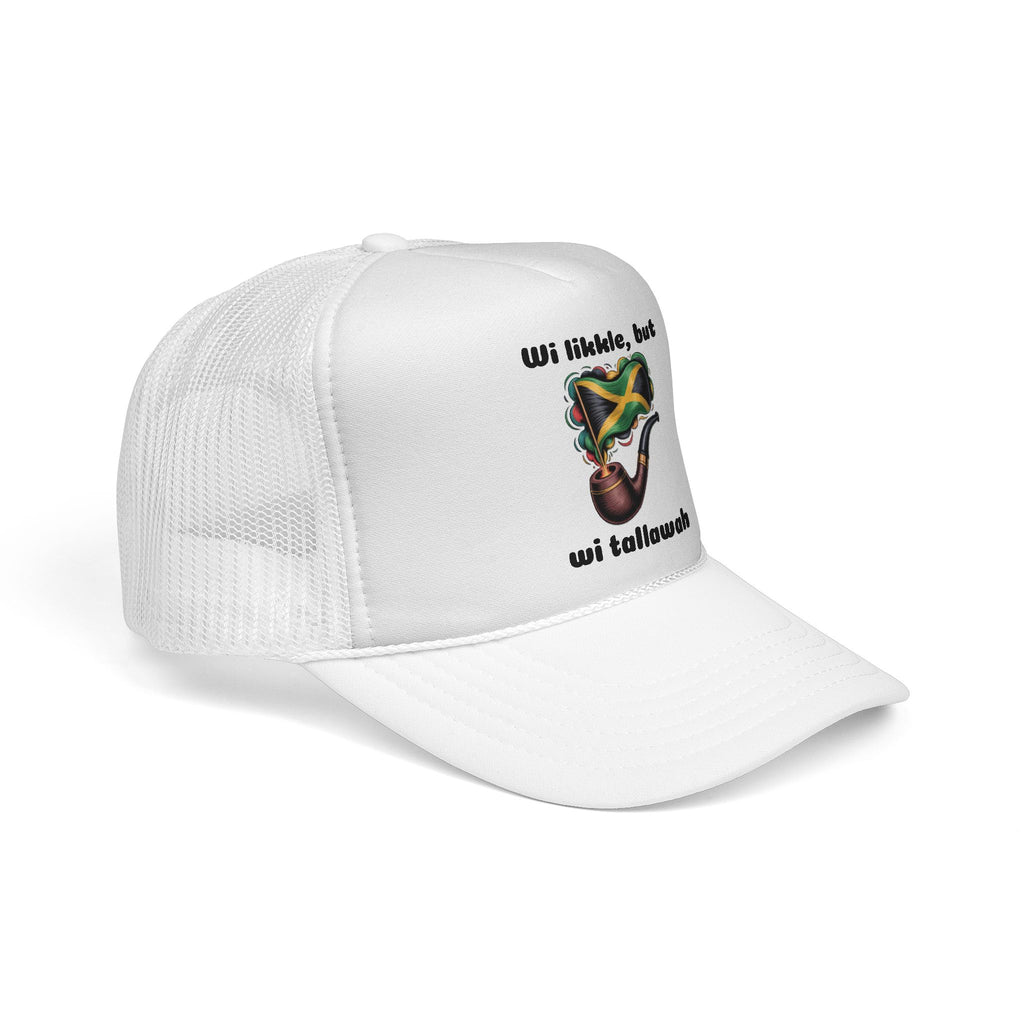 Trucker Cap — 'Wi likkle, but wi tallawah' Jamaican Flag Heart Design