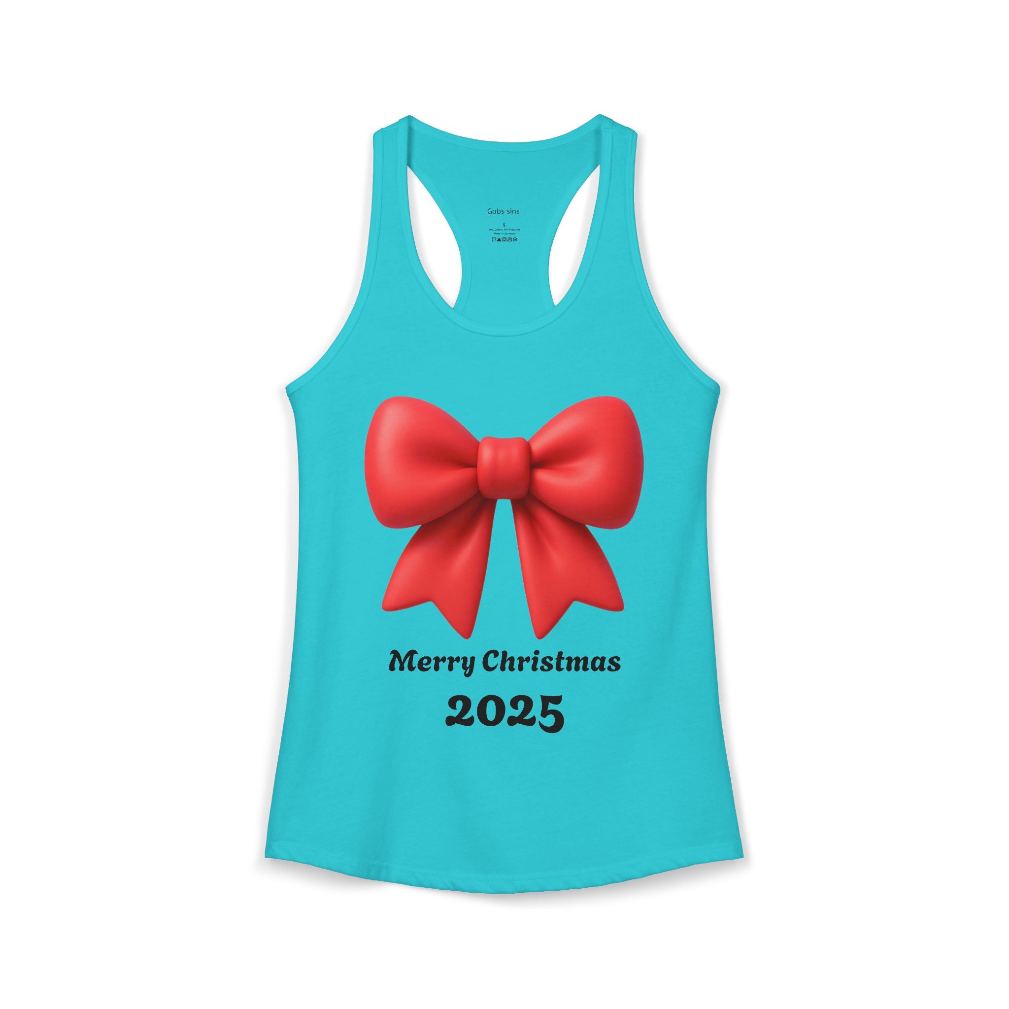 Women's Racerback Tank — Red Ribbon Christmas Design