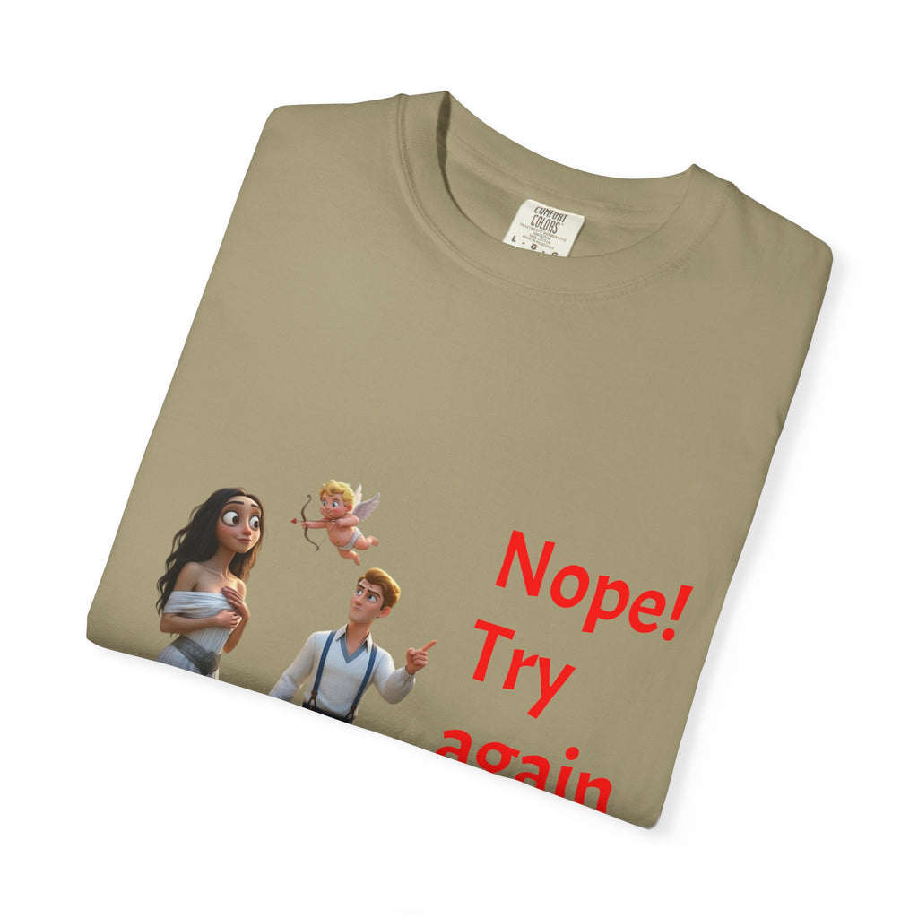 Nope! Try Again in 2026 T‑Shirt — Anti‑Valentine Cupid Humor
