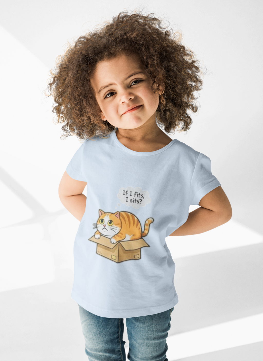 Toddler T-Shirt — Cute Cat in Box "If I fits, I sits?"