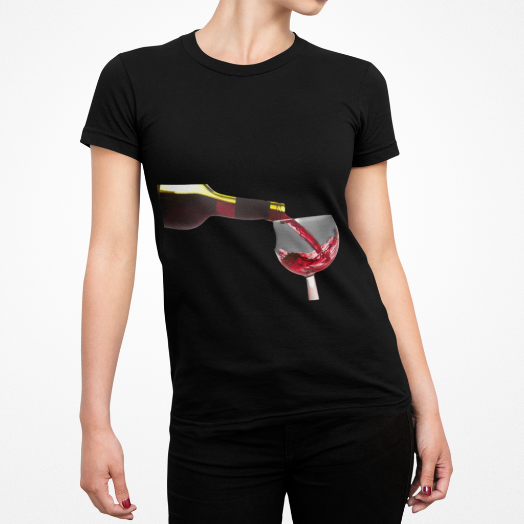 Wine Pour Graphic Tee — Red Wine Glass Art T-Shirt for Wine Lovers