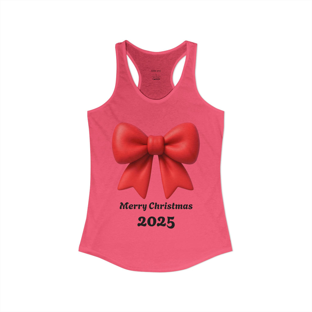 Women's Racerback Tank — Red Ribbon Christmas Design