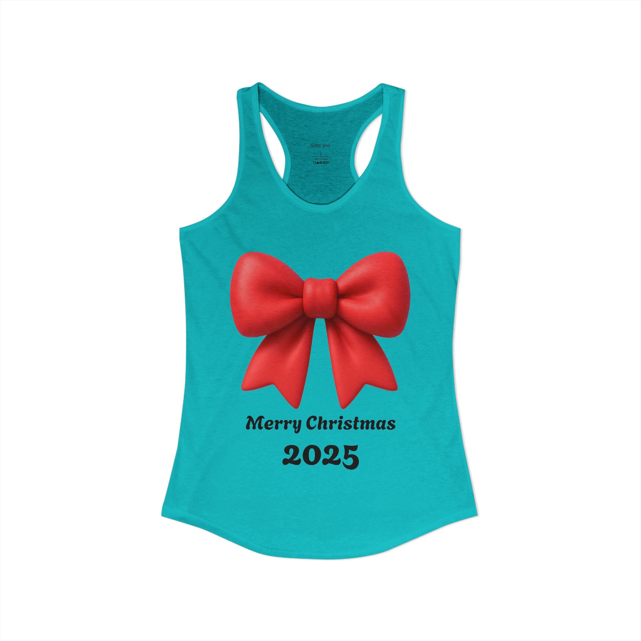 Women's Racerback Tank — Red Ribbon Christmas Design