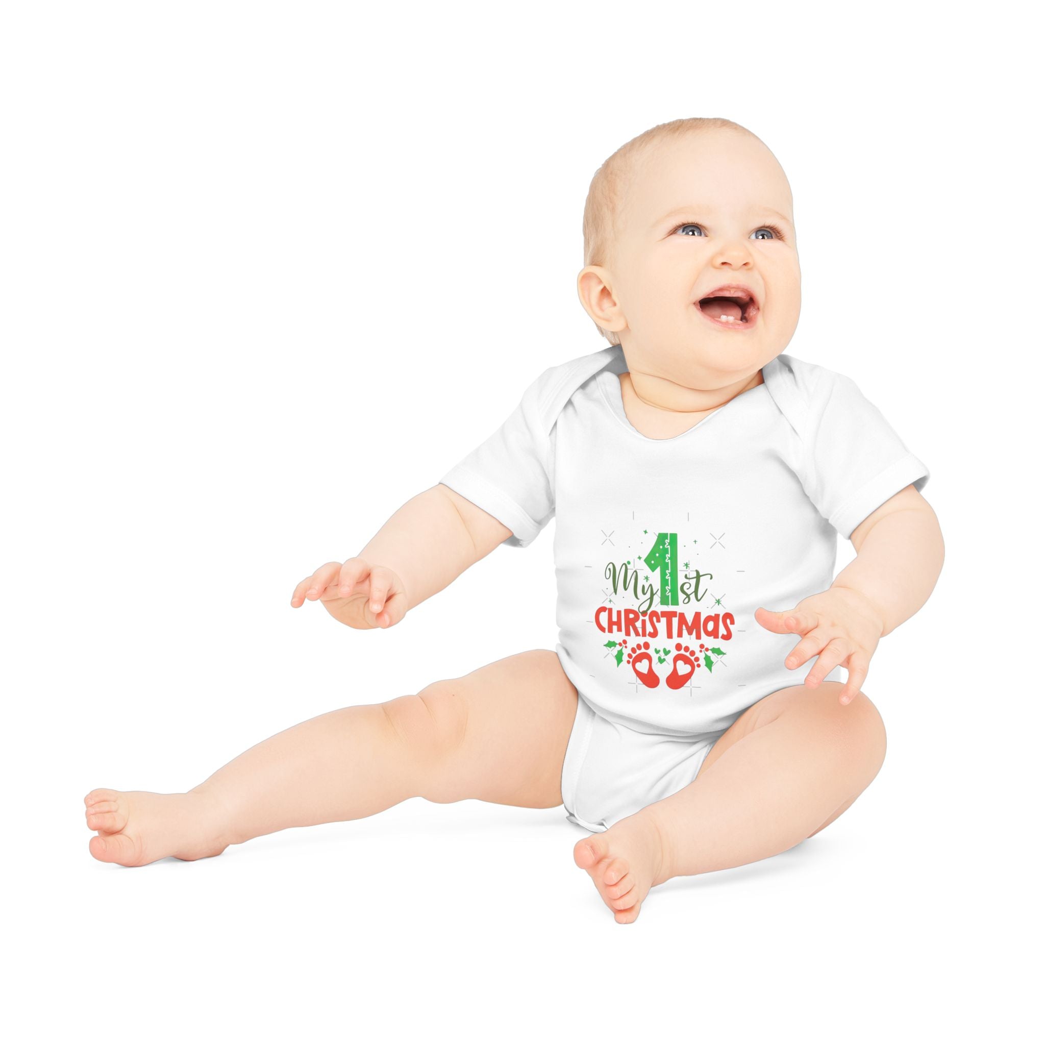 1st Christmas Baby Bodysuit - Organic Cotton Infant Onesie
