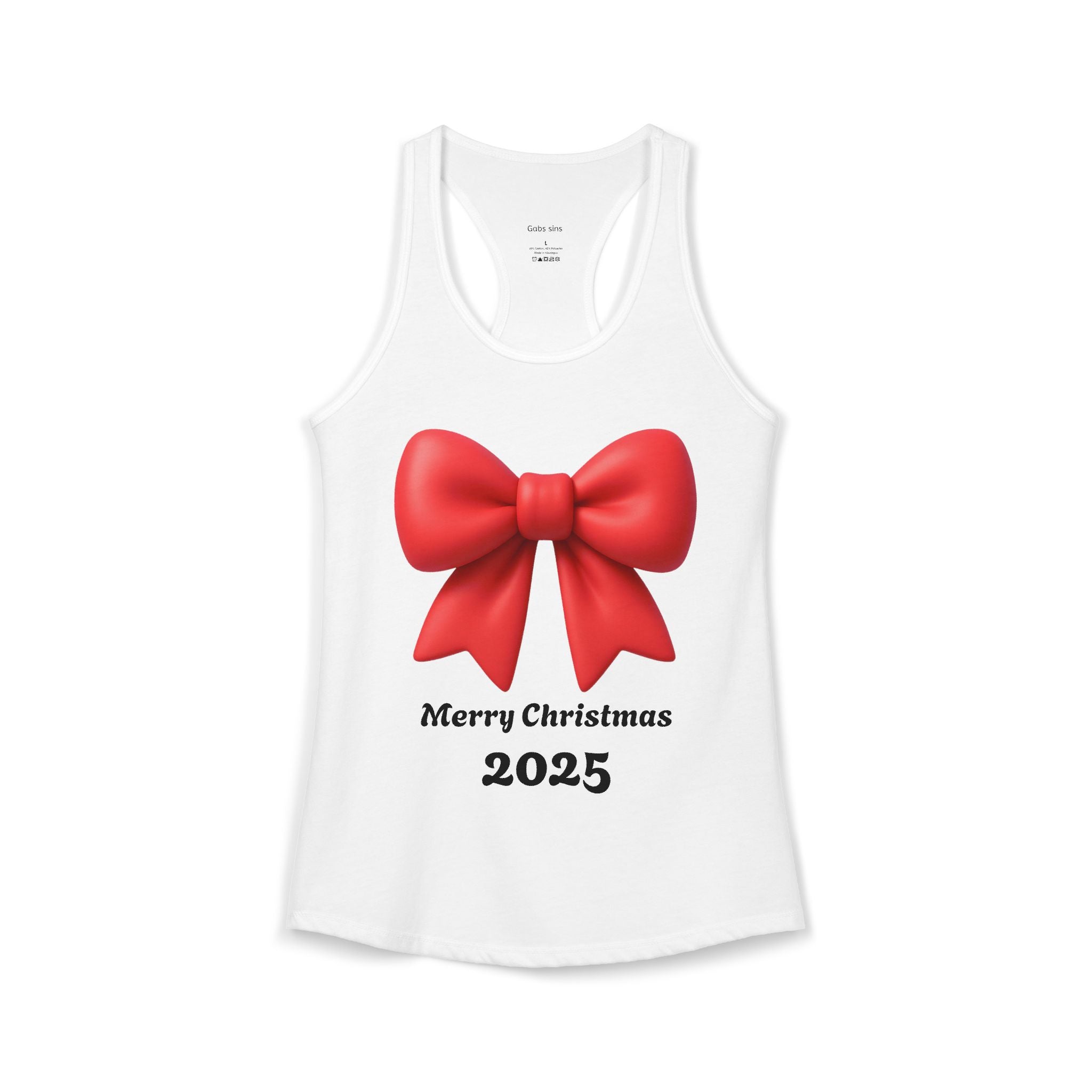 Women's Racerback Tank — Red Ribbon Christmas Design