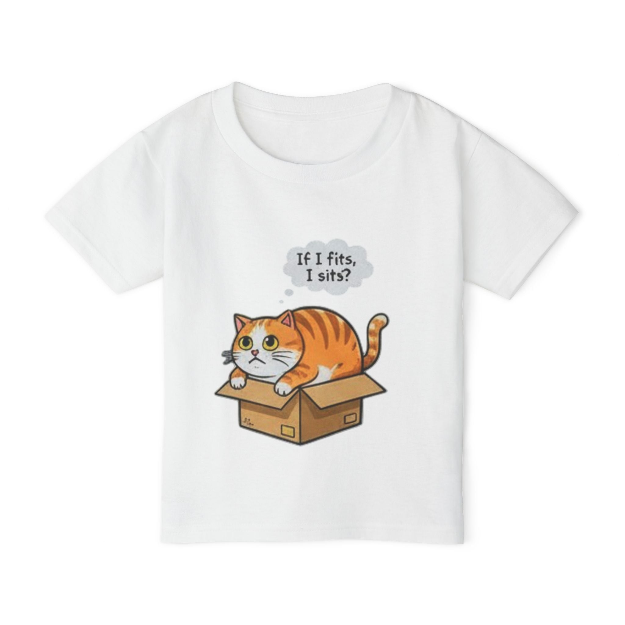 Toddler T-Shirt — Cute Cat in Box "If I fits, I sits?"
