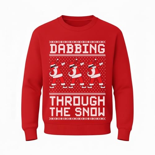 Tstars Dabbing Santa Kids Christmas Sweatshirt - Funny Ugly Holiday Sweater Style Pullover for Boys & Youth