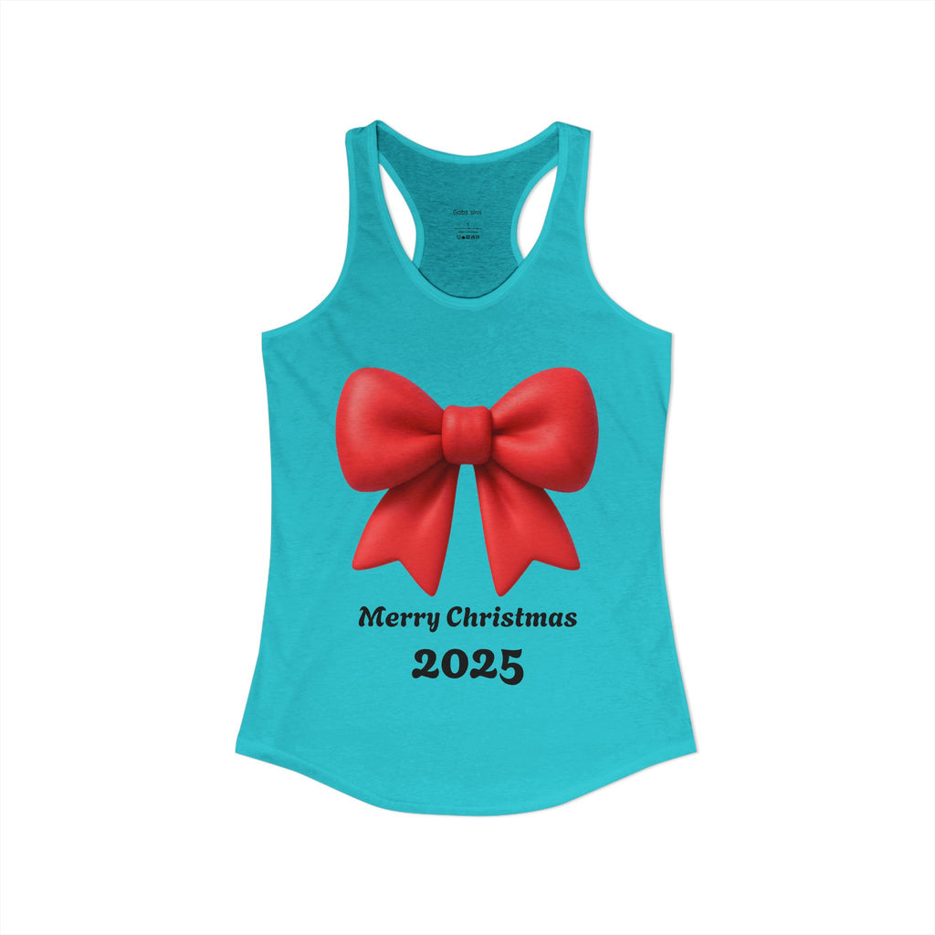 Women's Racerback Tank — Red Ribbon Christmas Design