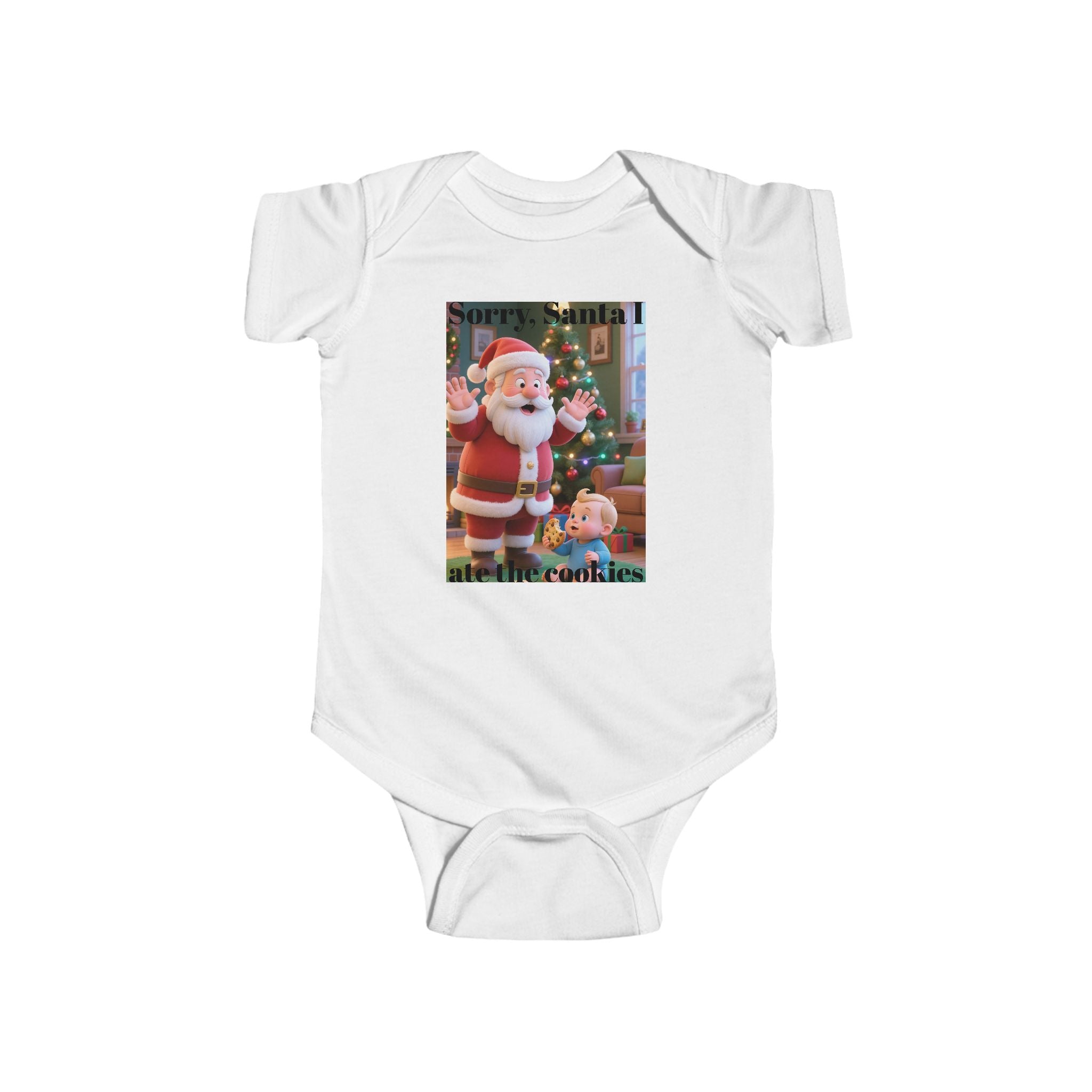 Infant Christmas Bodysuit - "Sorry Santa I Ate the Cookies" Cute Holiday Baby Onesie