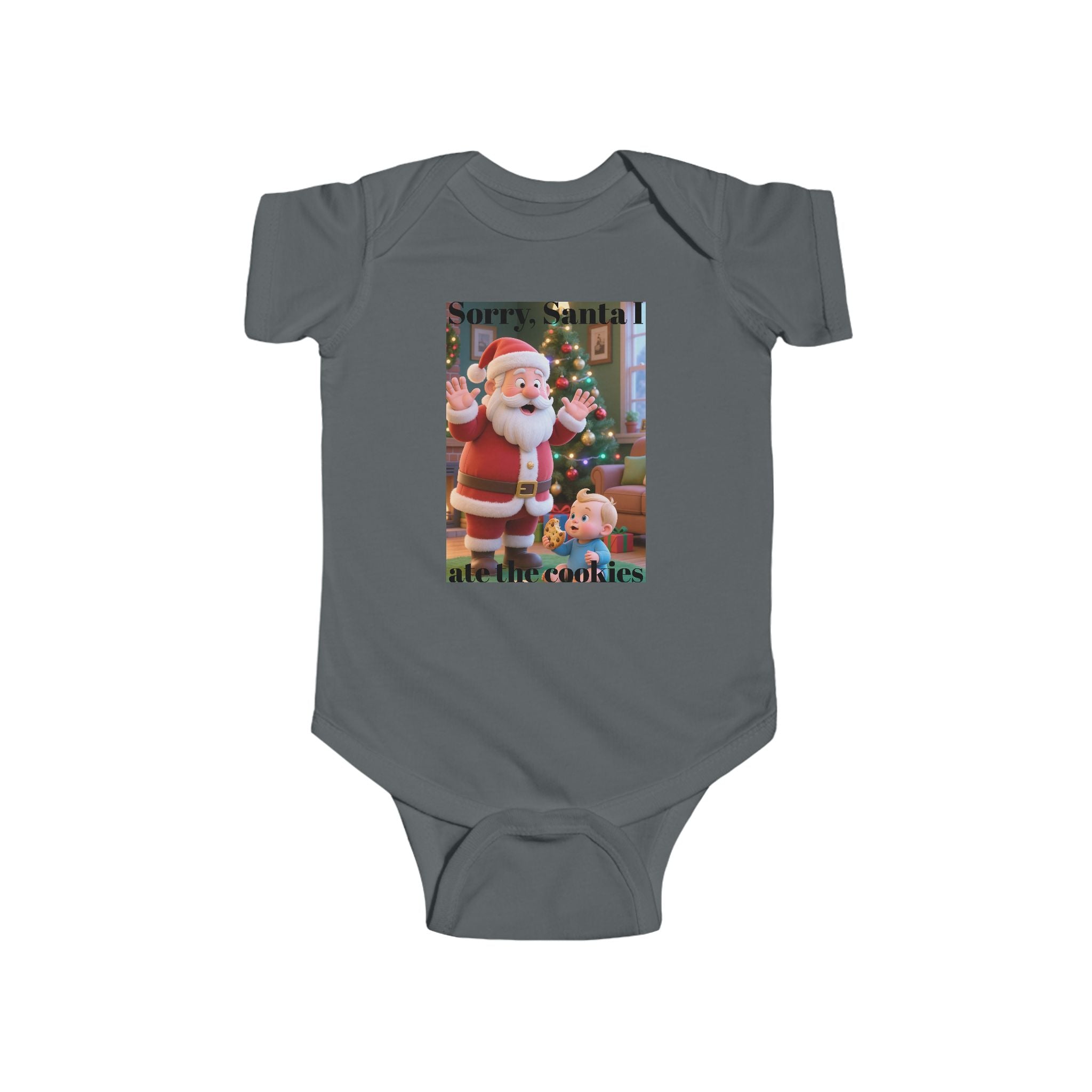 Infant Christmas Bodysuit - "Sorry Santa I Ate the Cookies" Cute Holiday Baby Onesie