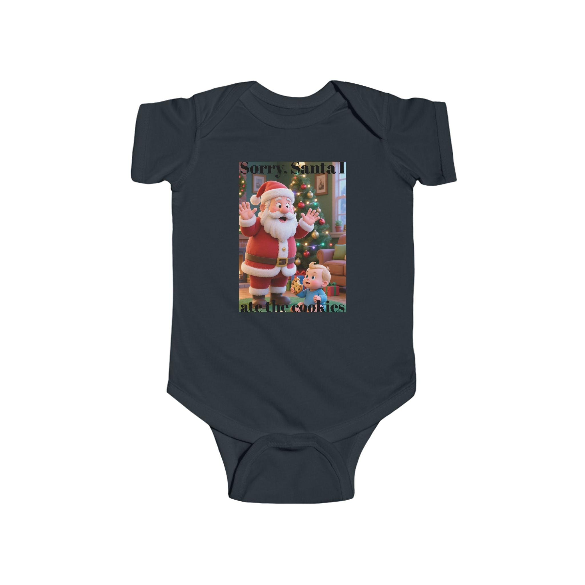 Infant Christmas Bodysuit - "Sorry Santa I Ate the Cookies" Cute Holiday Baby Onesie