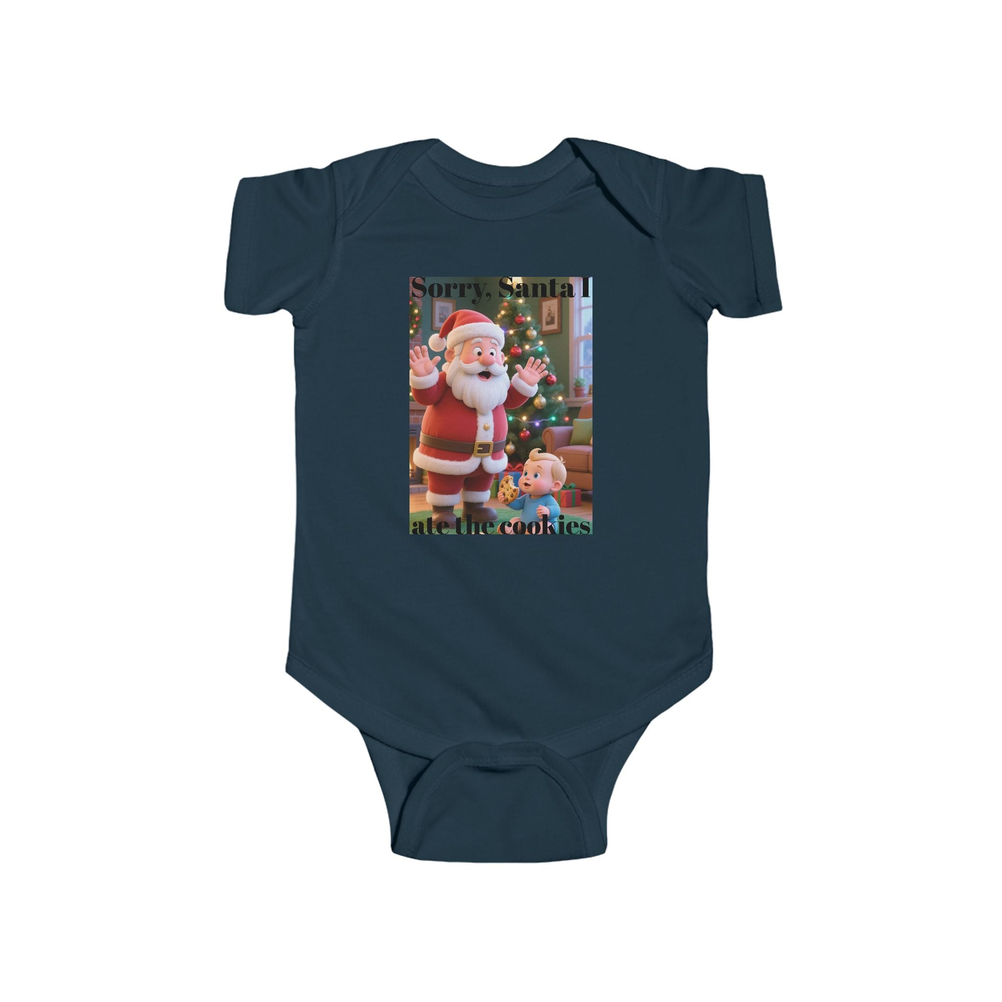 Infant Christmas Bodysuit - "Sorry Santa I Ate the Cookies" Cute Holiday Baby Onesie