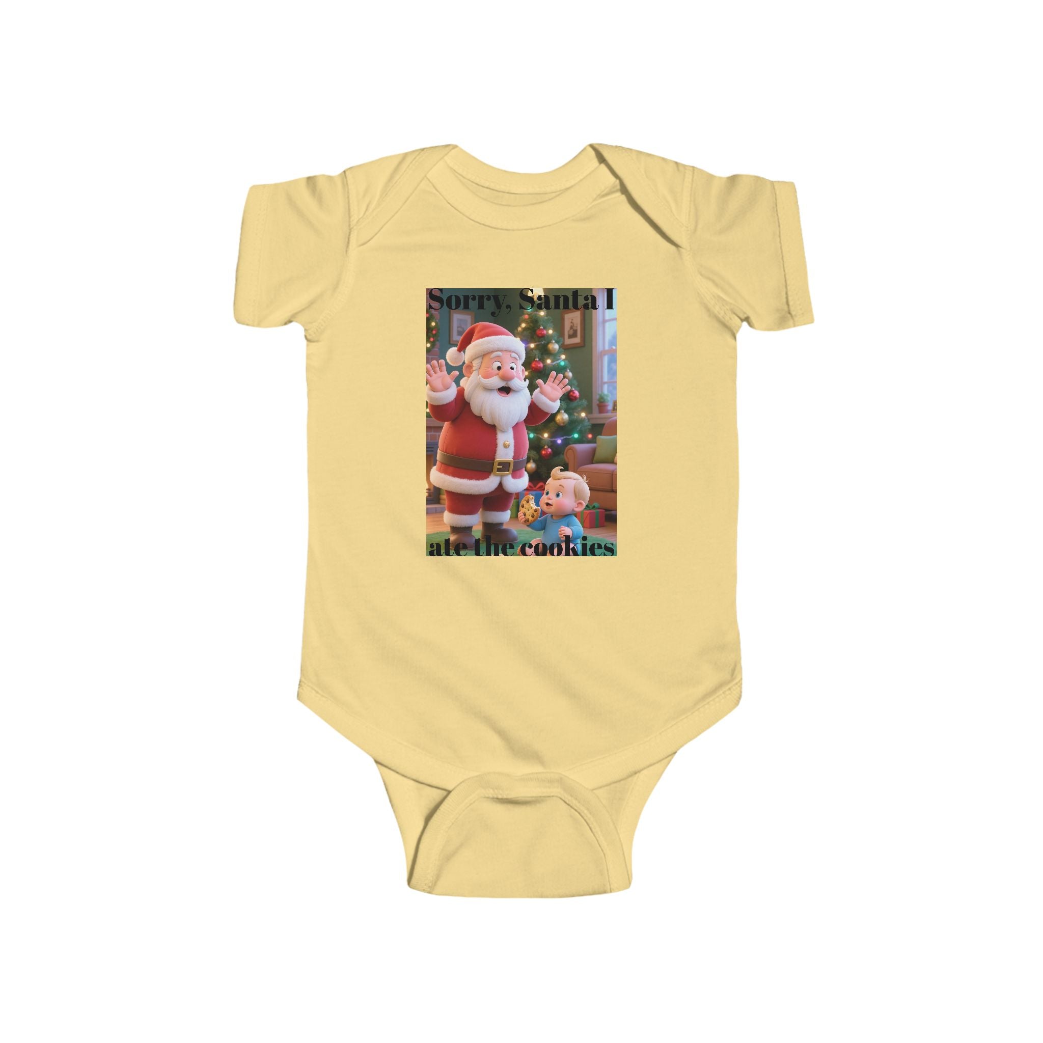 Infant Christmas Bodysuit - "Sorry Santa I Ate the Cookies" Cute Holiday Baby Onesie