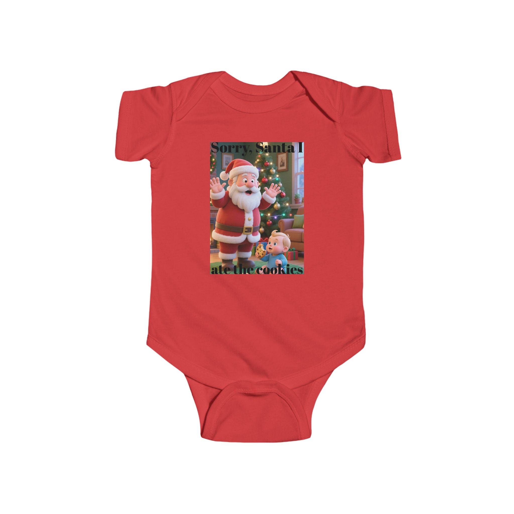 Infant Christmas Bodysuit - "Sorry Santa I Ate the Cookies" Cute Holiday Baby Onesie