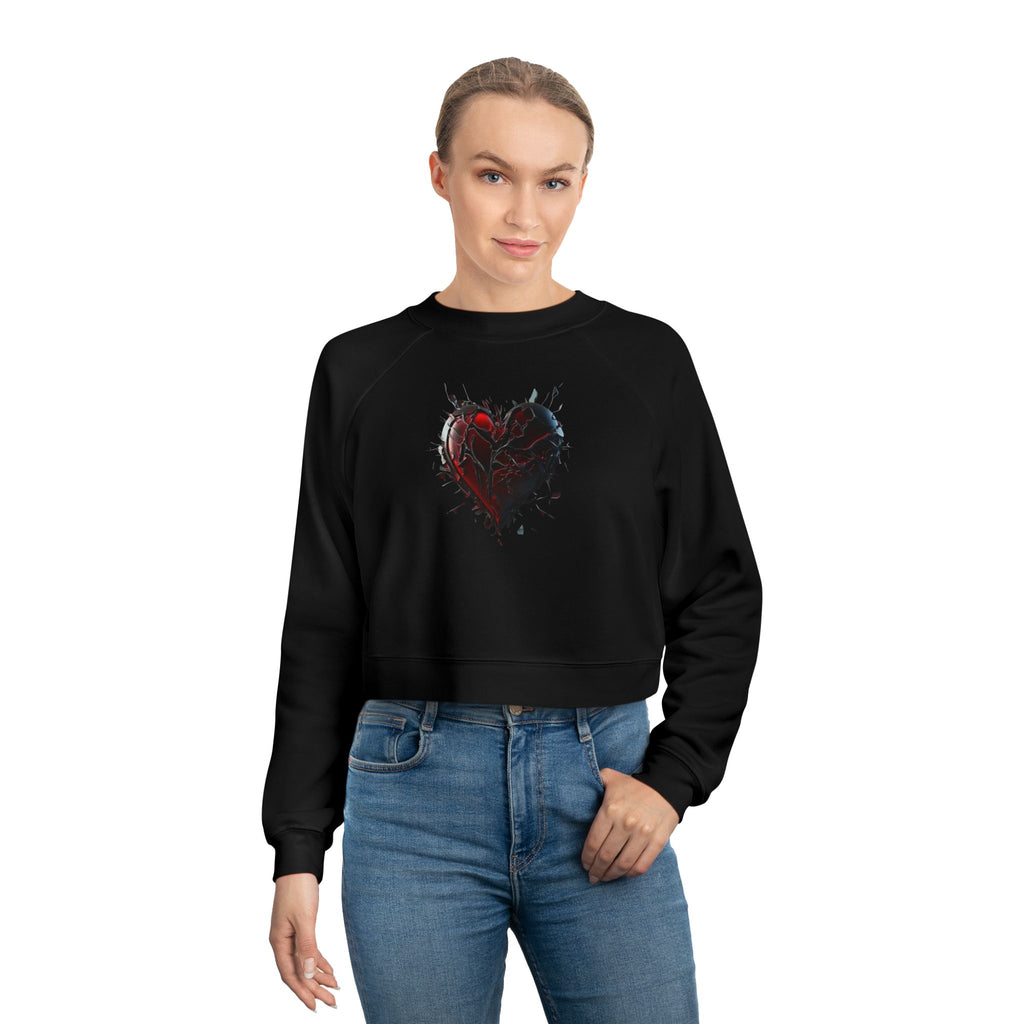 Cropped Pullover — Distressed Red Heart Graphic