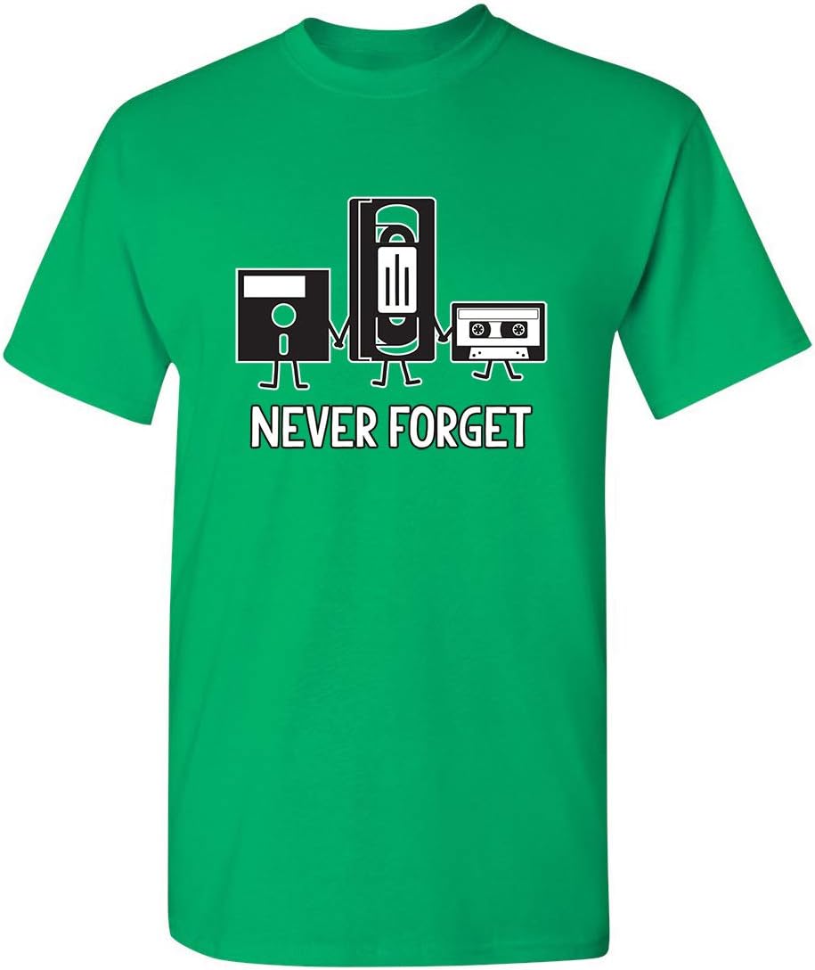 Never Forget Mens Cassette Tape VHS Music Old School Mens Retro Funny T Shirt
